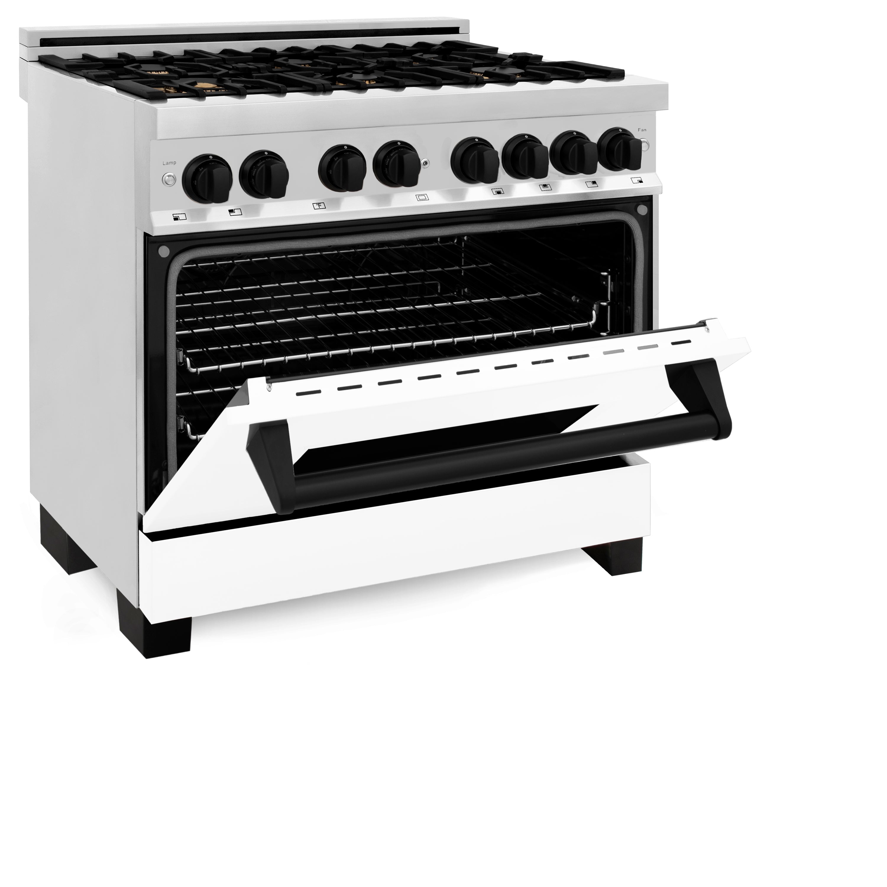 ZLINE Autograph Edition 36" 4.6 cu. ft. Dual Fuel Range with Gas Stove and Electric Oven in Stainless Steel with White Matte Door and Accents (RAZ-WM-36)