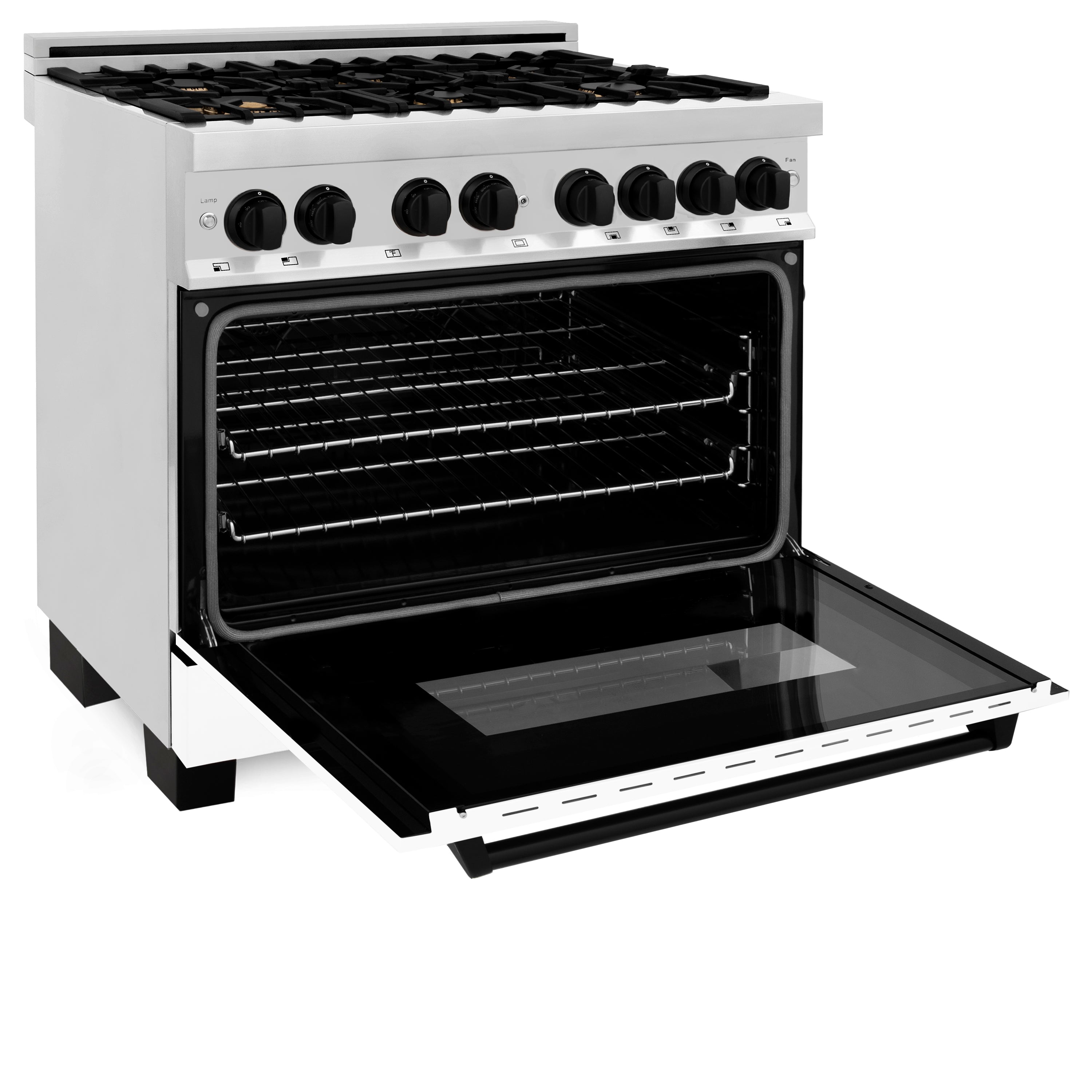 ZLINE Autograph Edition 36" 4.6 cu. ft. Dual Fuel Range with Gas Stove and Electric Oven in Stainless Steel with White Matte Door and Accents (RAZ-WM-36)