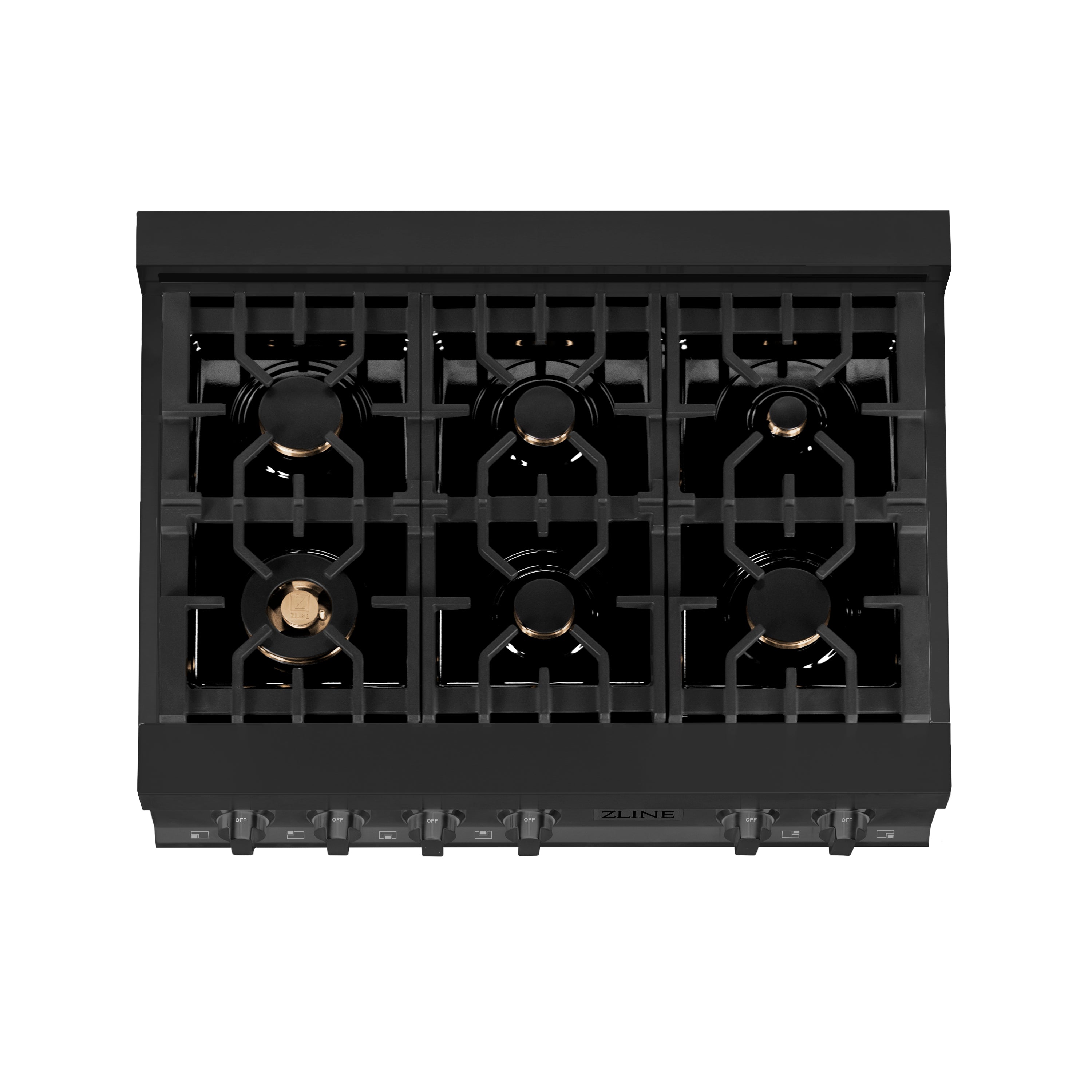 ZLINE 36" Porcelain Gas Stovetop in Black Stainless Steel with 6 Gas Burners (RTB-BR-36)