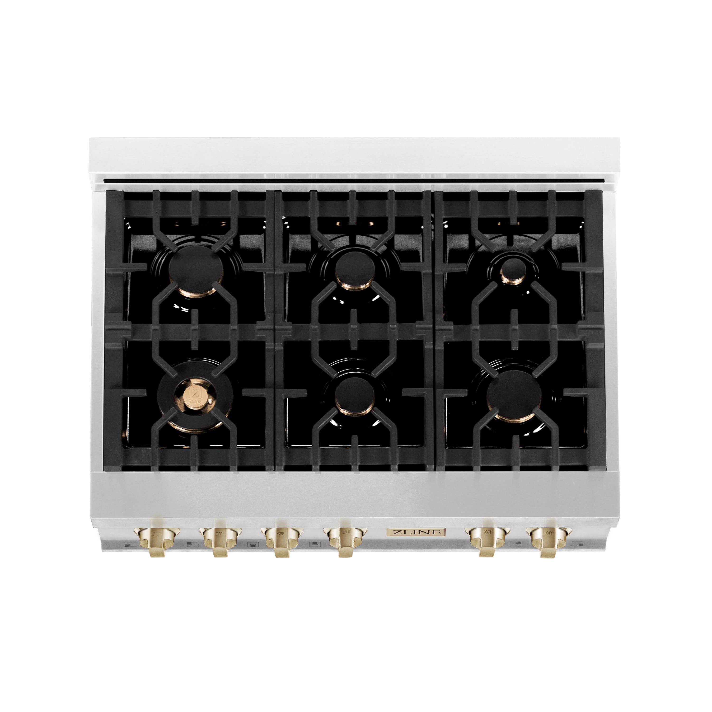 ZLINE Autograph Edition 36" Porcelain Rangetop with 6 Gas Burners in Stainless Steel and Accents (RTZ-36)