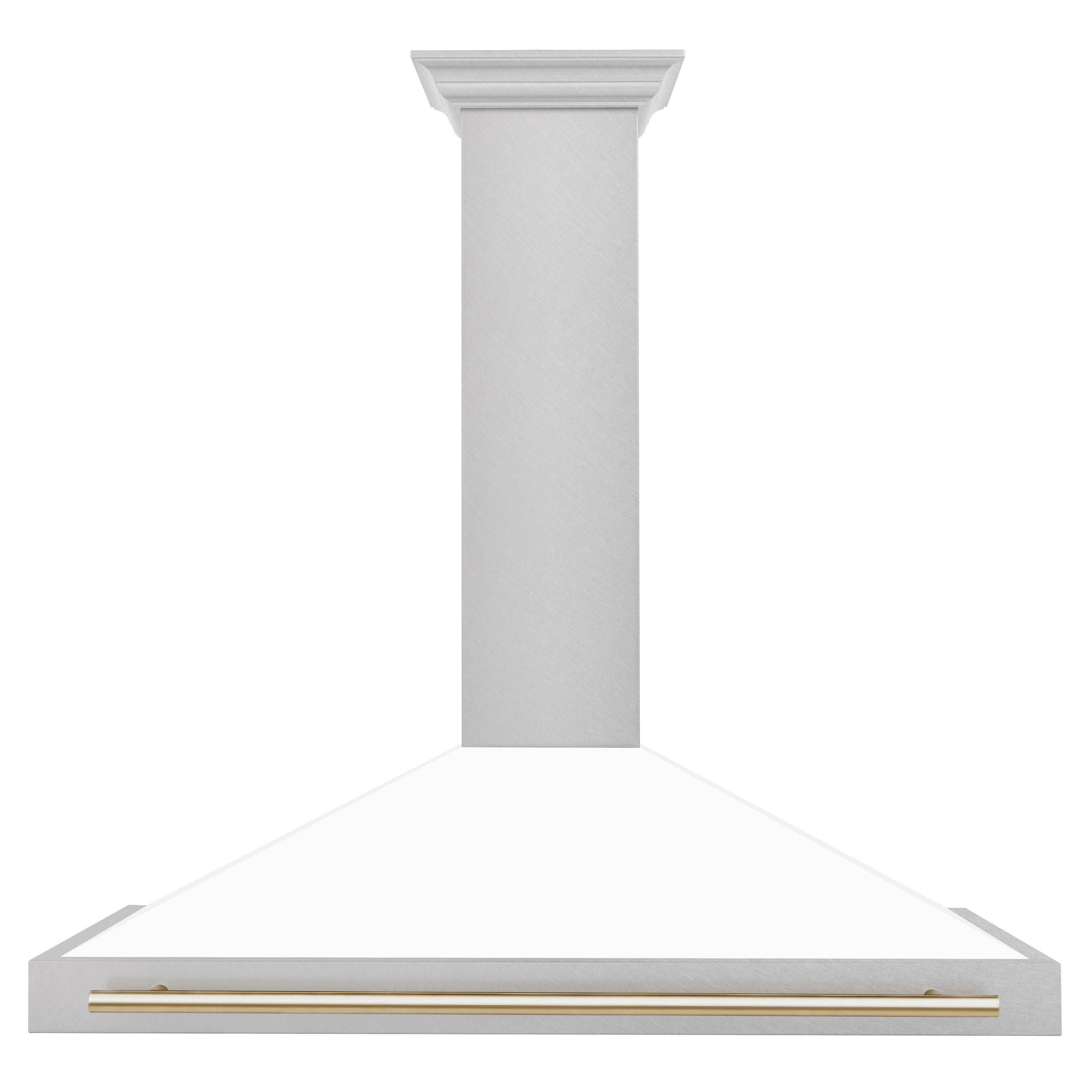 ZLINE 48 in. Autograph Edition DuraSnow Stainless Steel Range Hood with White Matte Shell and Accented Handles (KB4SNZ-WM48)