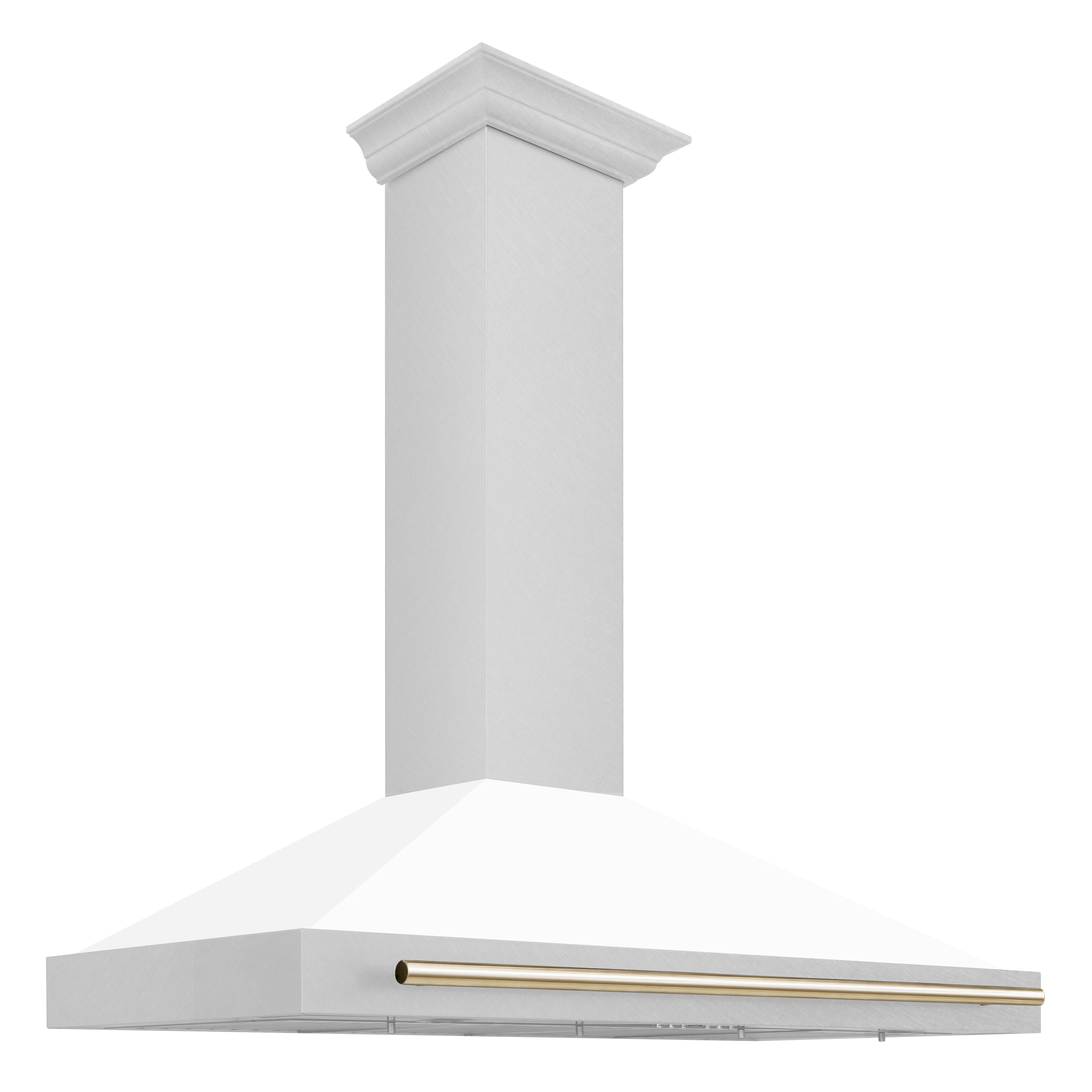 ZLINE 48 in. Autograph Edition DuraSnow Stainless Steel Range Hood with White Matte Shell and Accented Handles (KB4SNZ-WM48)