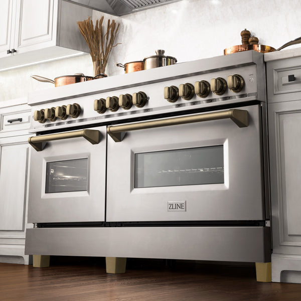 ZLINE Autograph Edition 60" 7.4 cu. ft. Dual Fuel Range with Gas Stove and Electric Oven in Stainless Steel with Accents (RAZ-60)