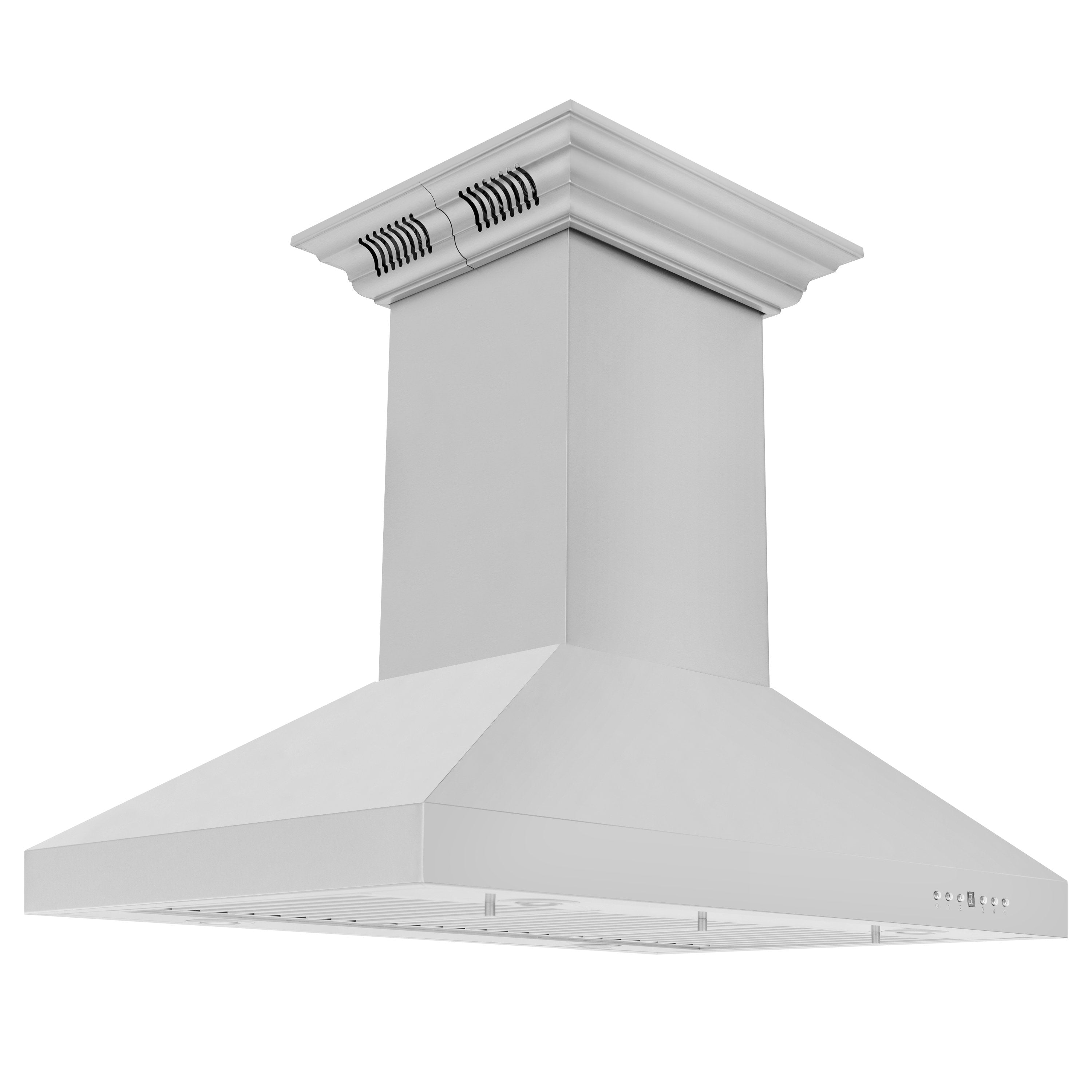 ZLINE Island Mount Range Hood in Stainless Steel with Built-in ZLINE CrownSound Bluetooth Speakers (KL3iCRN-BT)