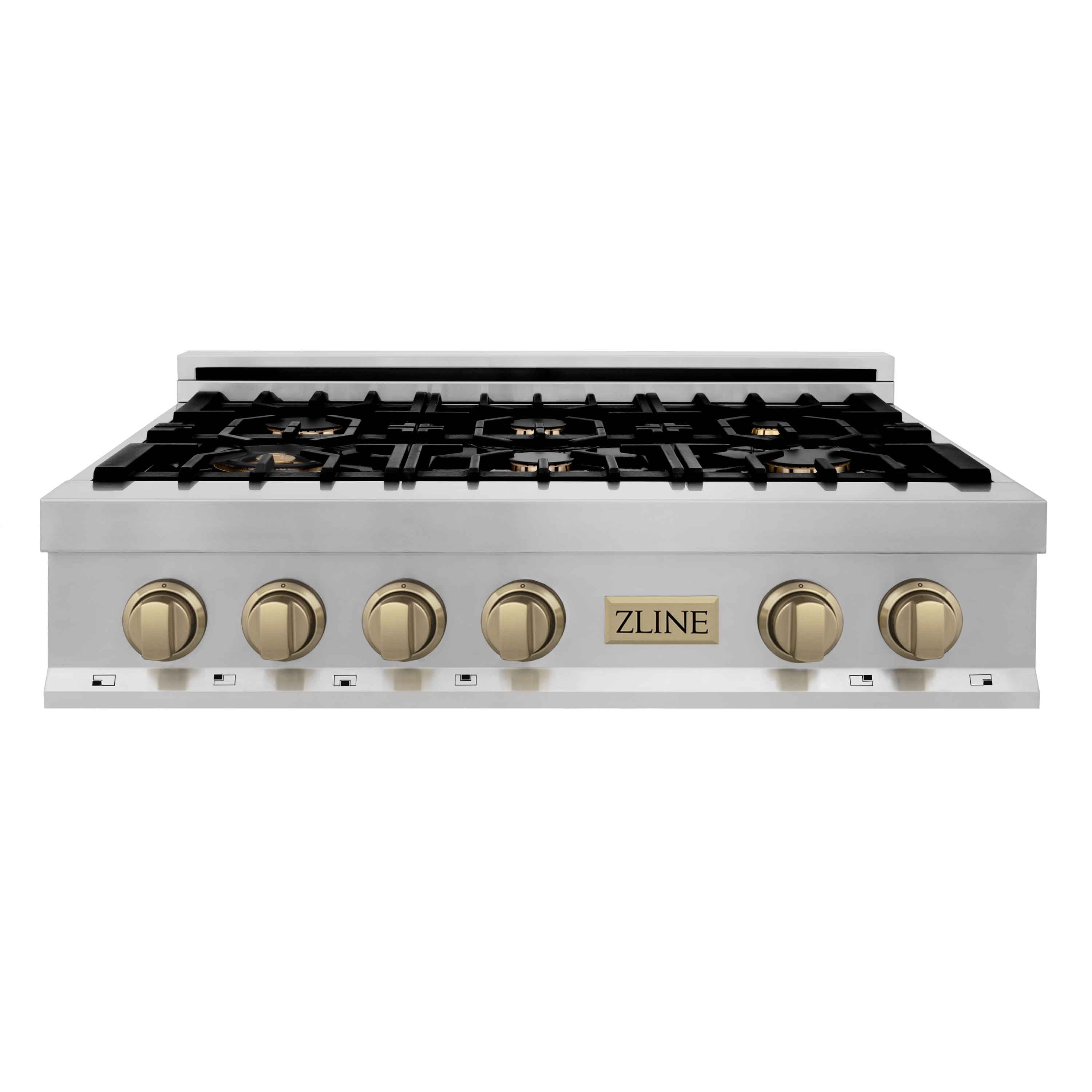 ZLINE Autograph Edition 36" Porcelain Rangetop with 6 Gas Burners in Stainless Steel and Accents (RTZ-36)