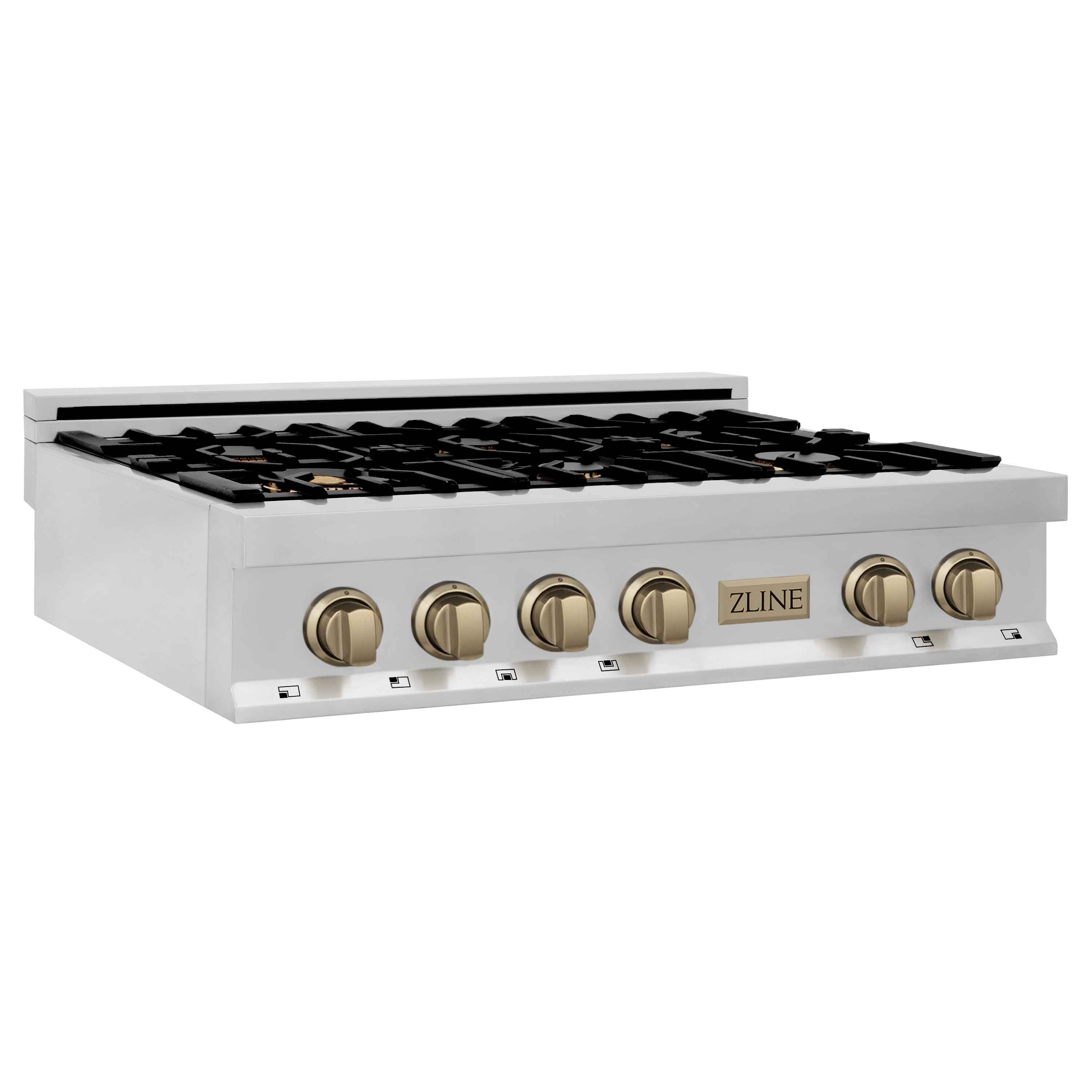 ZLINE Autograph Edition 36" Porcelain Rangetop with 6 Gas Burners in Stainless Steel and Accents (RTZ-36)