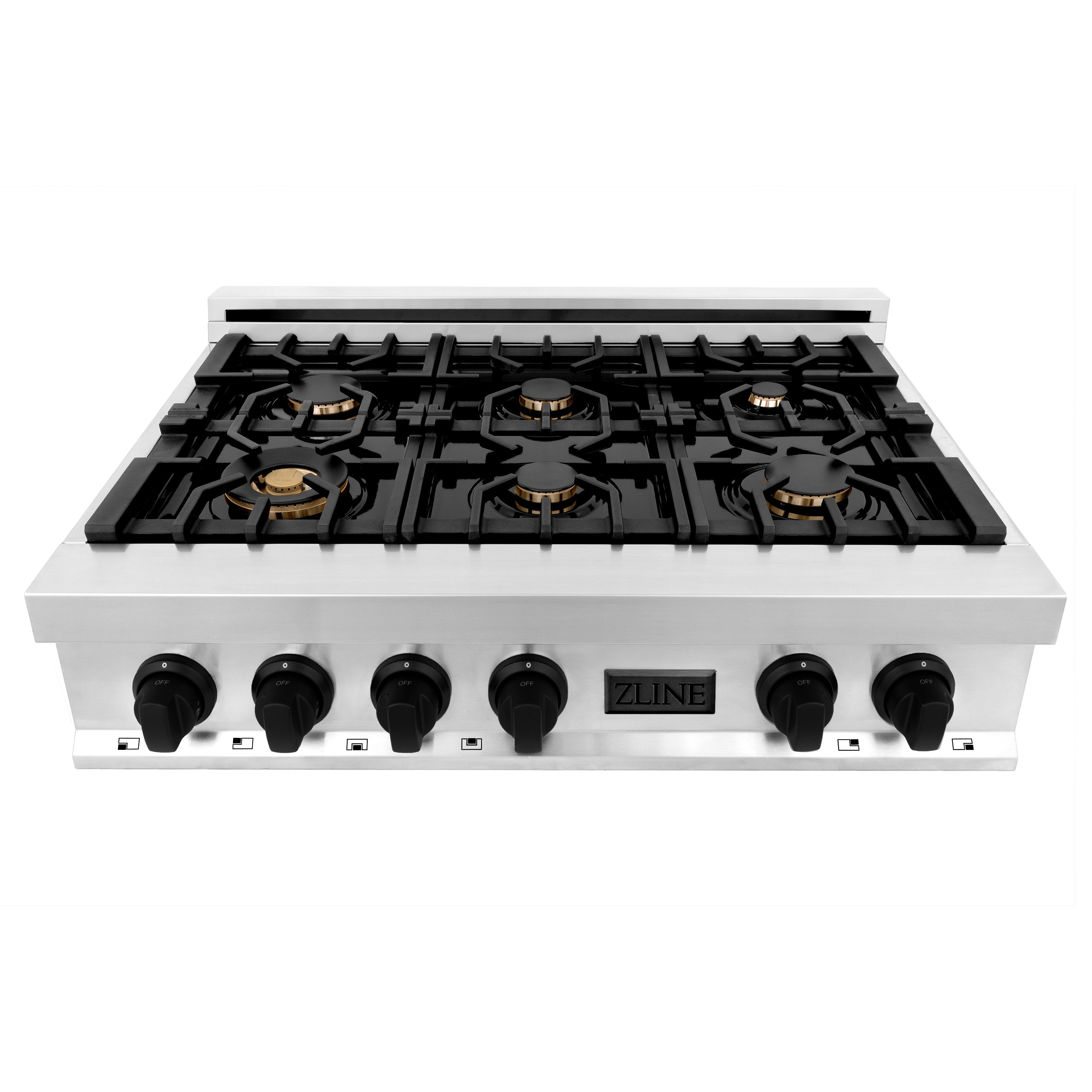 ZLINE Autograph Edition 36" Porcelain Rangetop with 6 Gas Burners in Stainless Steel and Accents (RTZ-36)