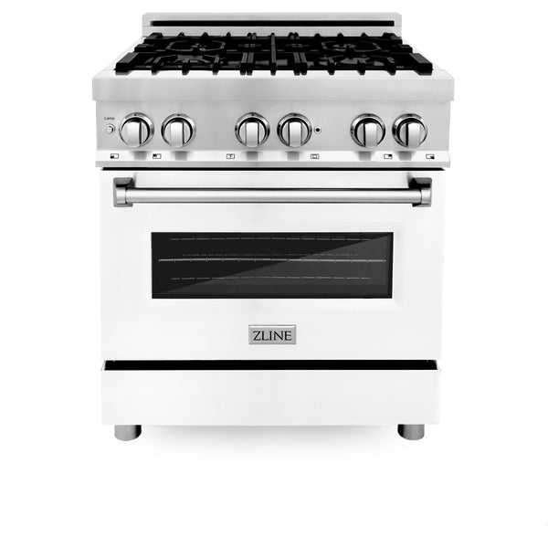 ZLINE 30" 4.0 cu. ft. Dual Fuel Range with Gas Stove and Electric Oven in Stainless Steel with Color Door Options (RA30)