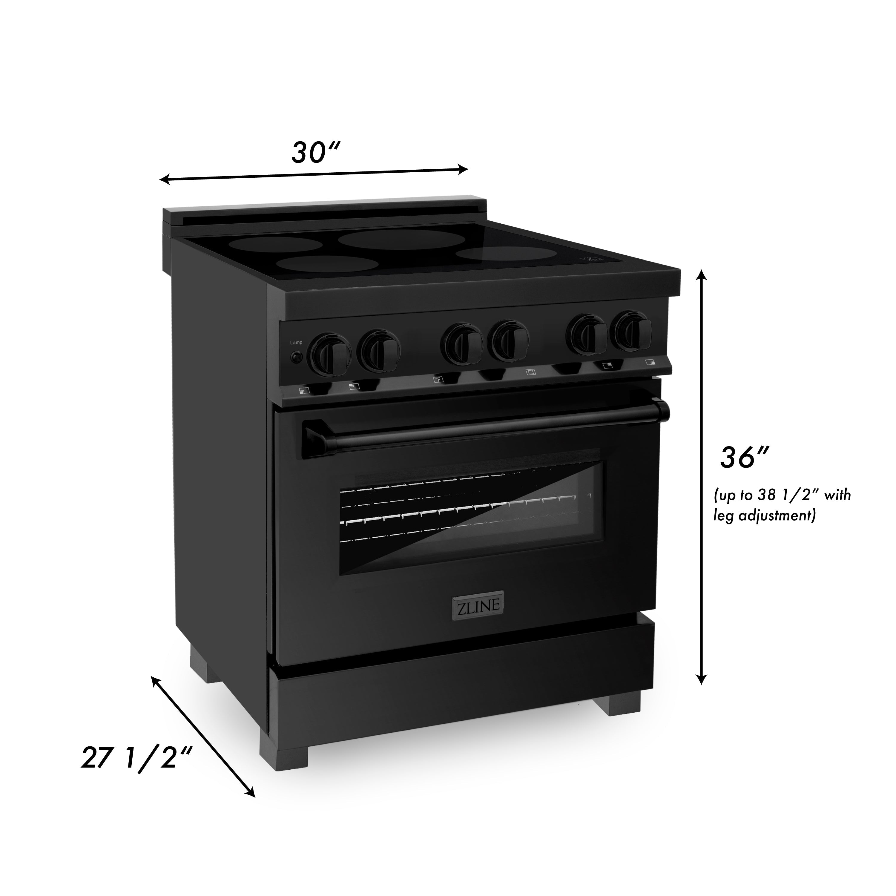 ZLINE Induction Range with a 4 Element Stove and Electric Oven in Black Stainless Steel (RAIND-BS)