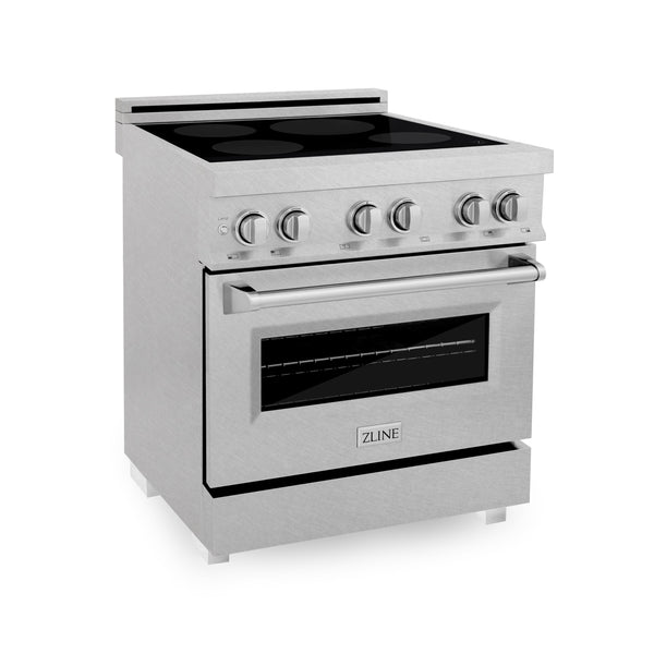 ZLINE 30" 4.0 cu. ft. Induction Range in DuraSnow with a 4 Element Stove and Electric Oven (RAINDS-30)