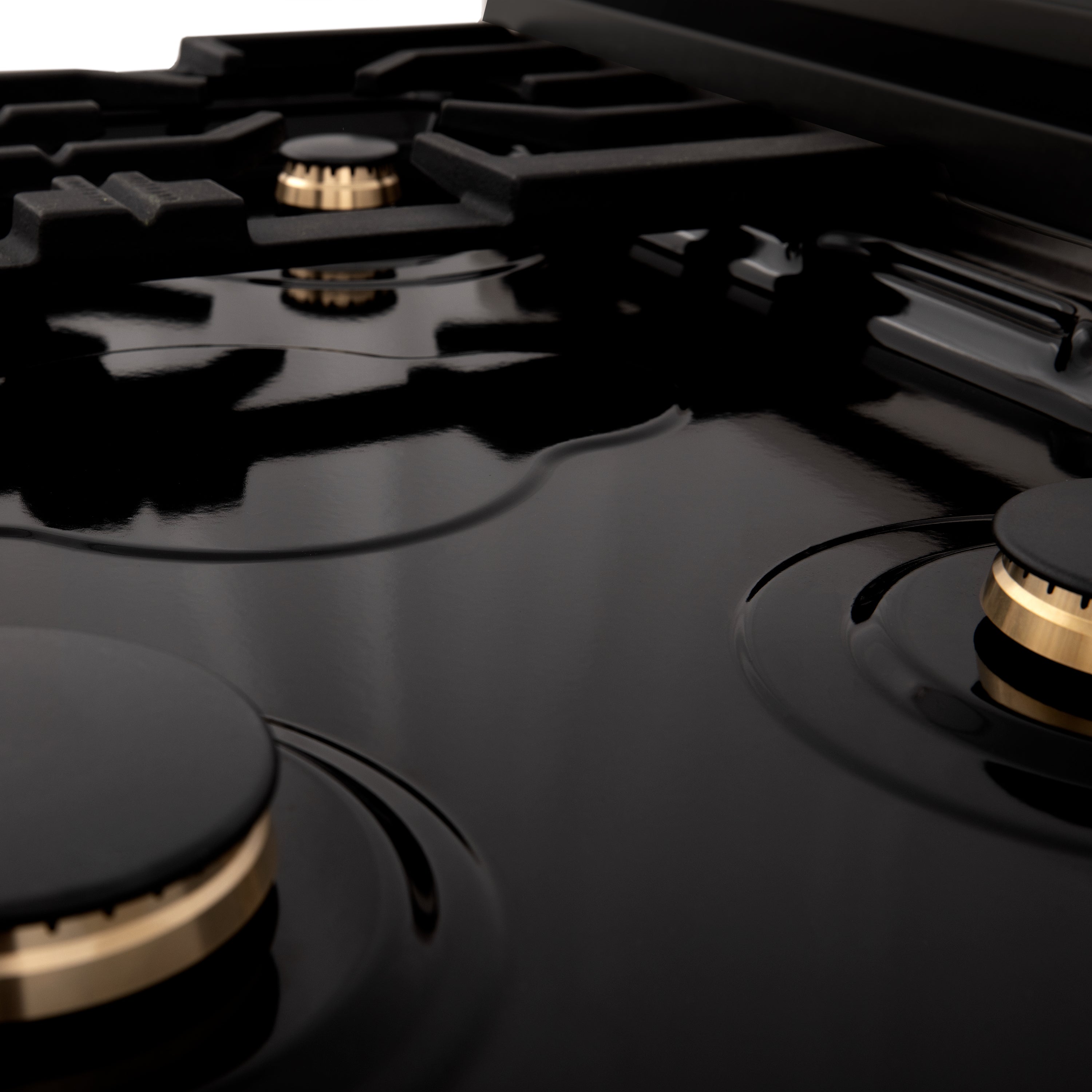 ZLINE Autograph Edition 30" Porcelain Rangetop with 4 Gas Burners in Black Stainless Steel and Accents (RTBZ-30)