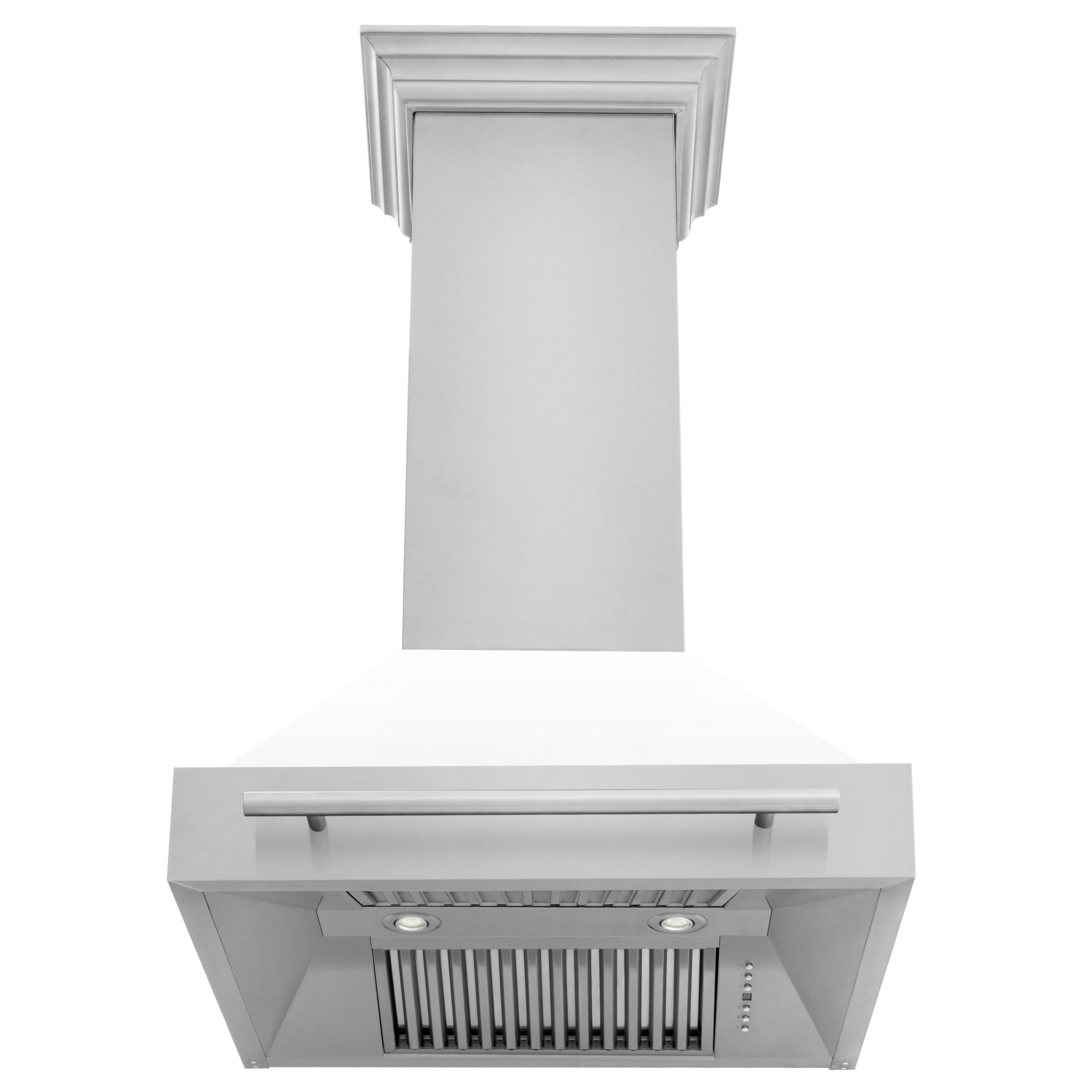 ZLINE 30" Stainless Steel Wall Mount Range Hood with White Matte Shell and Stainless Steel Handle (8654STX-WM-30)