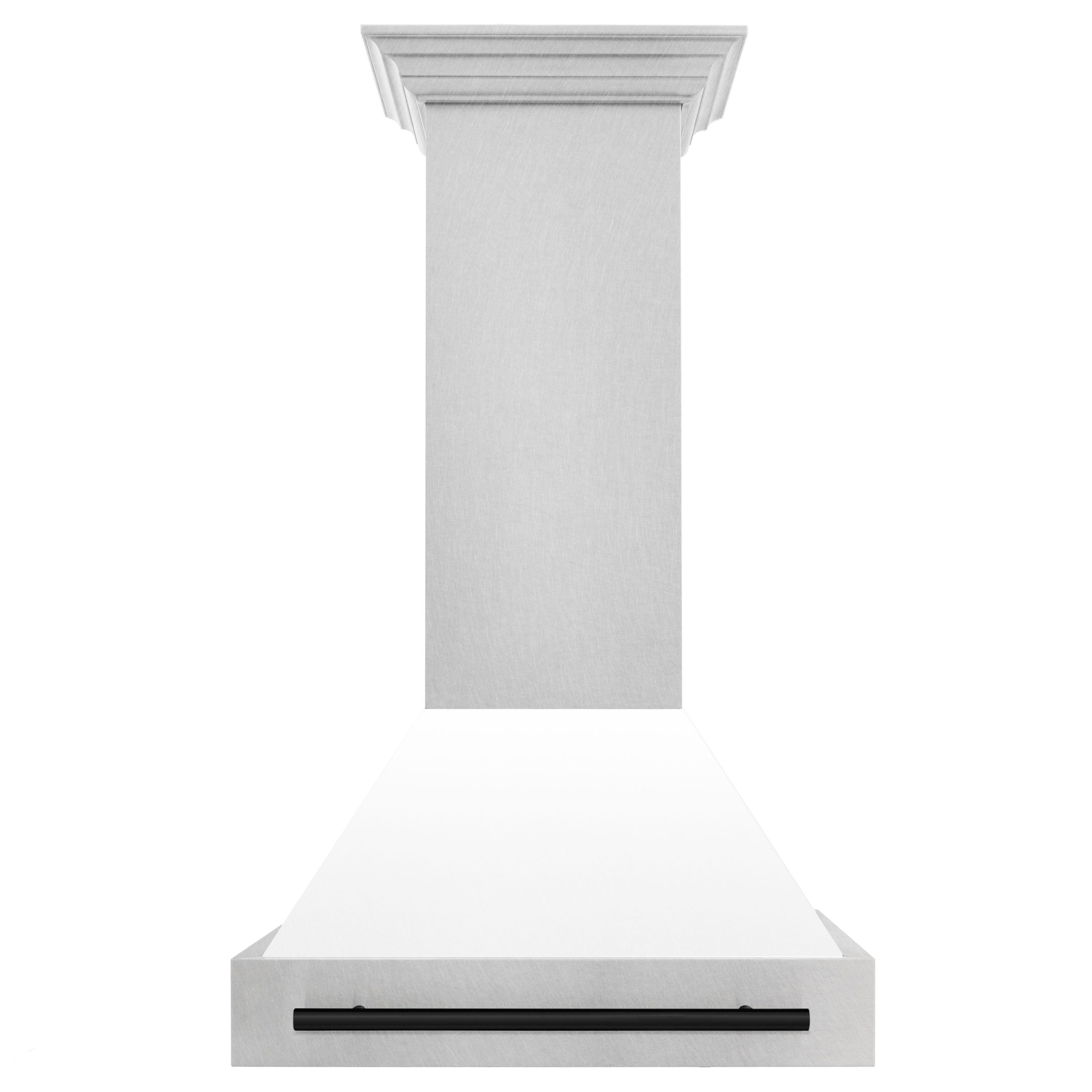 30 in. ZLINE Autograph Edition DuraSnow Stainless Steel Range Hood with White Matte Shell and Accented Handle (8654SNZ-WM30)