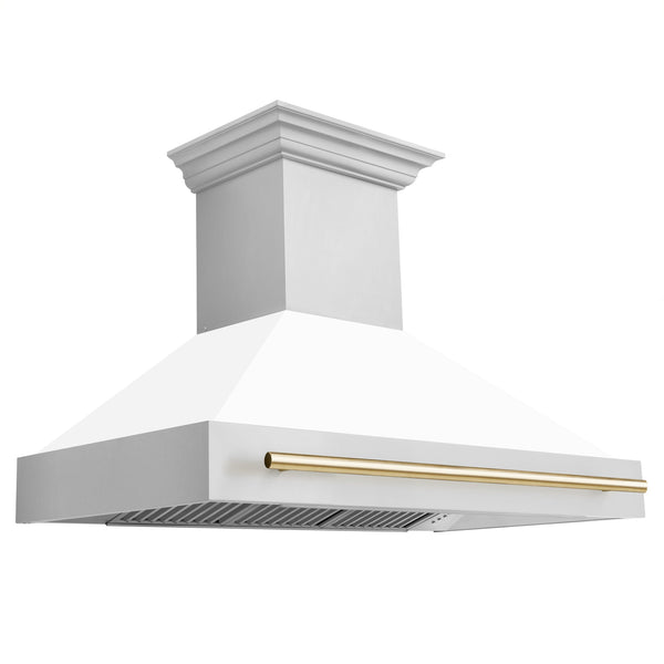 ZLINE 48 in. Autograph Edition Stainless Steel Range Hood with White Matte Shell and Handle (8654STZ-WM48)