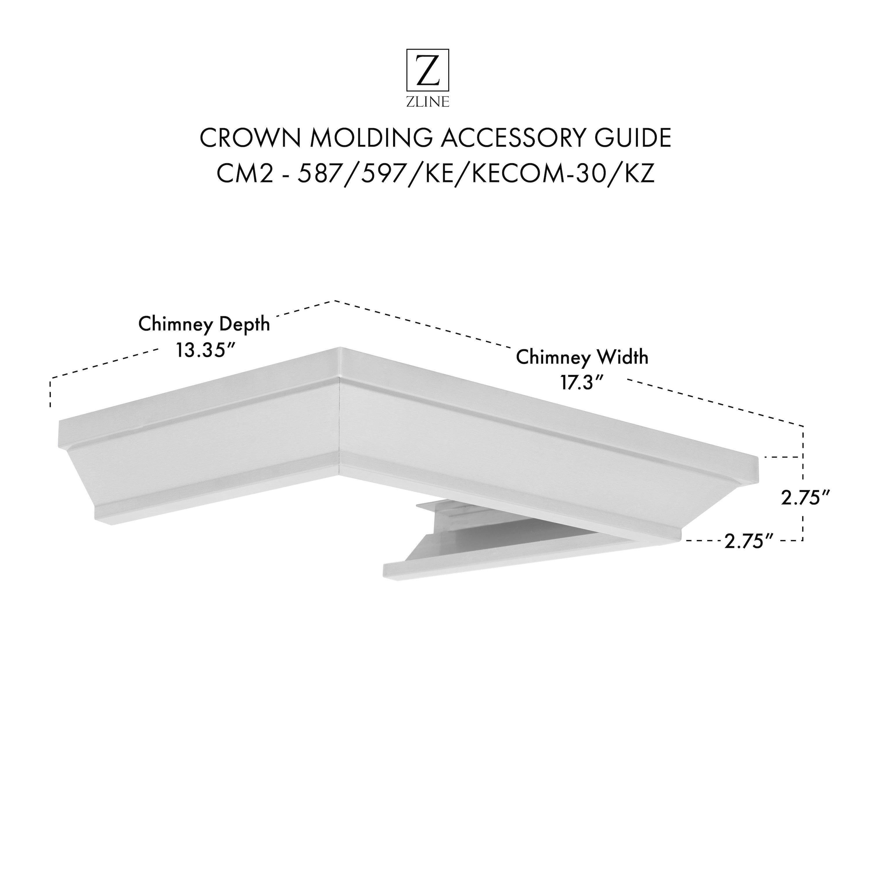 ZLINE Crown Molding #2 For Wall Range Hood (CM2-587/597/KE/KECOM-30/KZ)