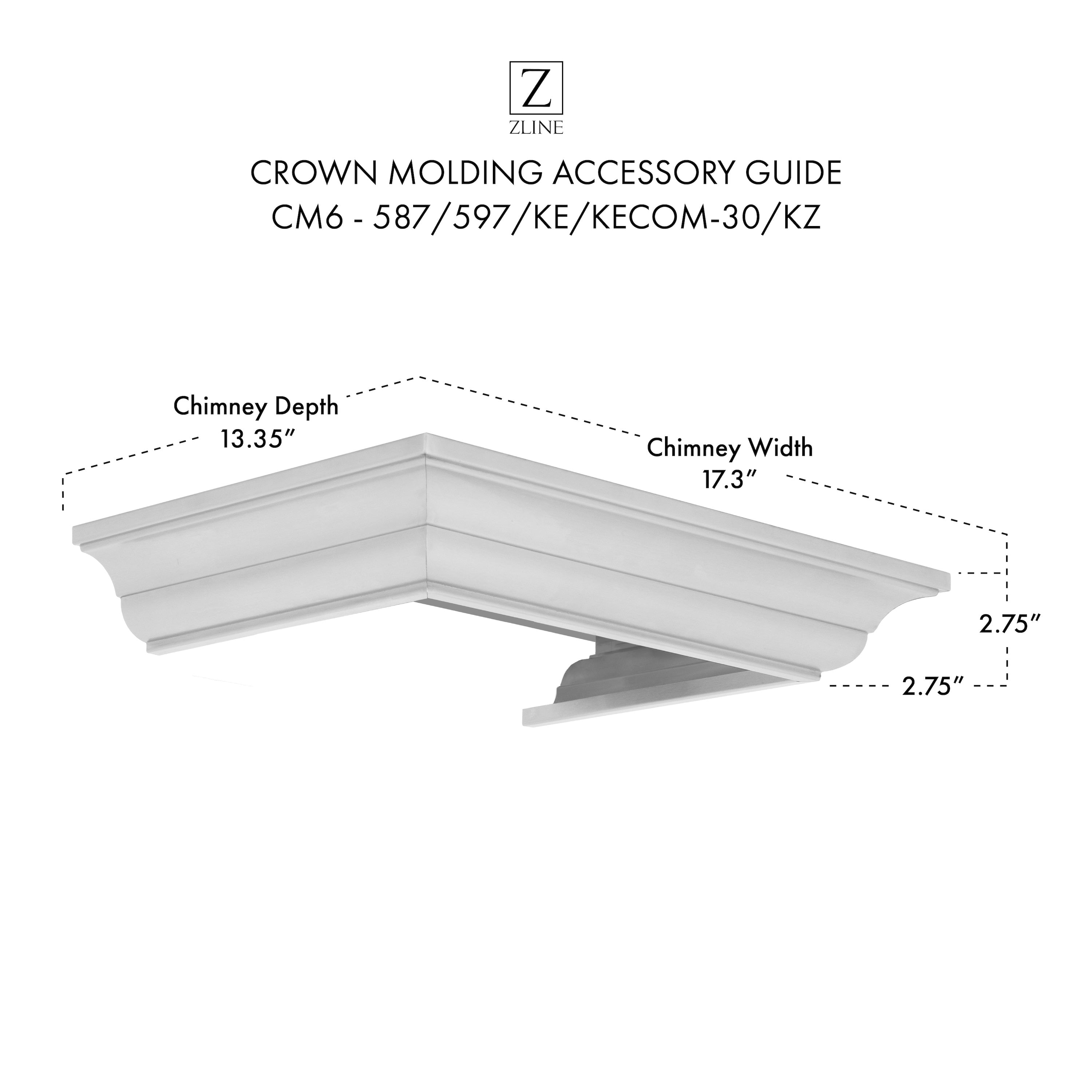 ZLINE Crown Molding 6 For 587/597/KE/KECOM-30/KZ Wall Range Hood Stainless Steel (CM6-587/597/KE/KECOM-30/KZ)