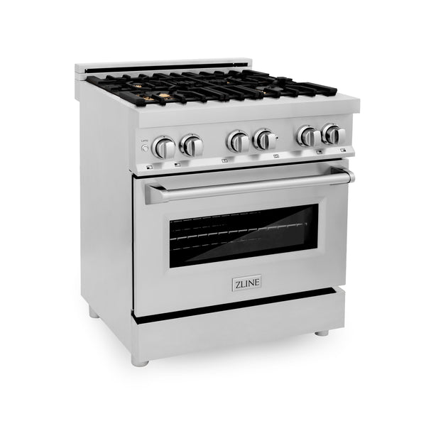 ZLINE 30" 4.0 cu. ft. Dual Fuel Range with Gas Stove and Electric Oven in Stainless Steel with Color Door Options (RA30)