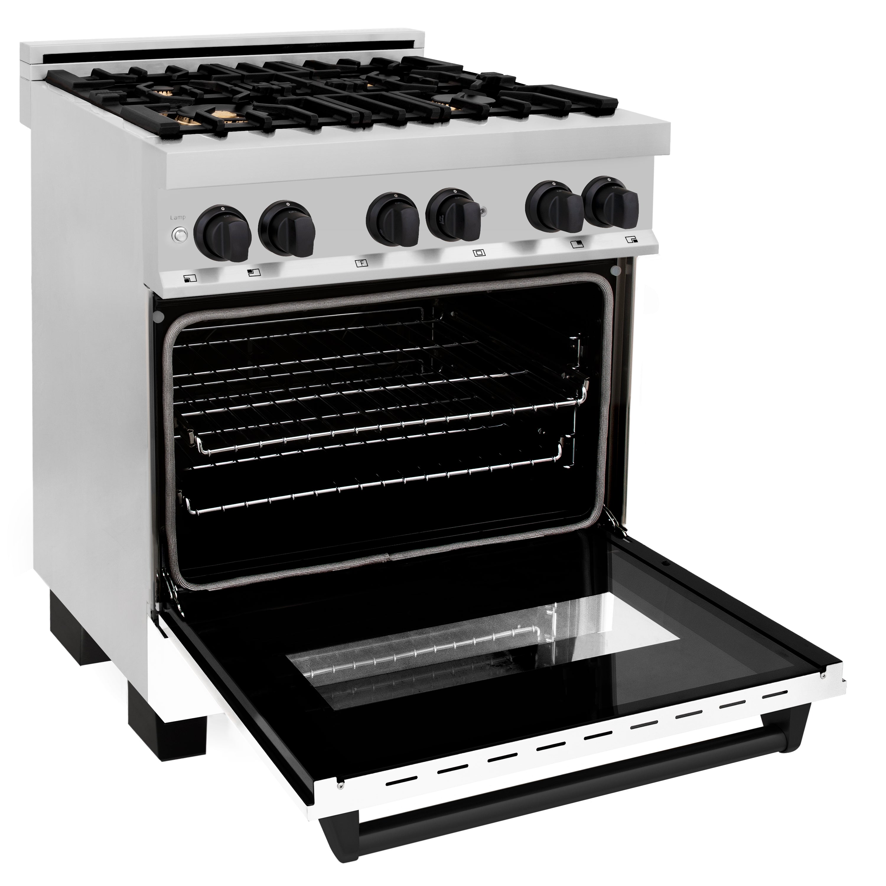 ZLINE Autograph Edition 30" 4.0 cu. ft. Dual Fuel Range with Gas Stove and Electric Oven in Stainless Steel with White Matte Door and Accents (RAZ-WM-30)