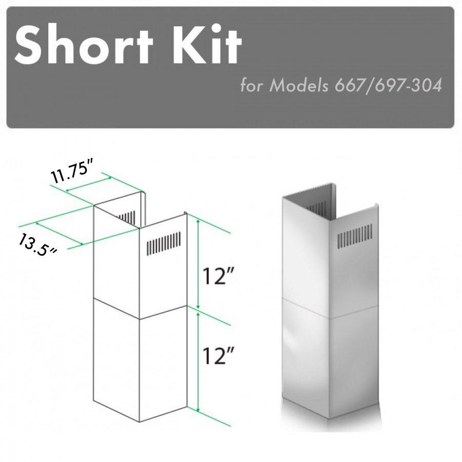 ZLINE 2-12" Short Chimney Pieces for 8 ft. Ceilings (SK-667/697-304)