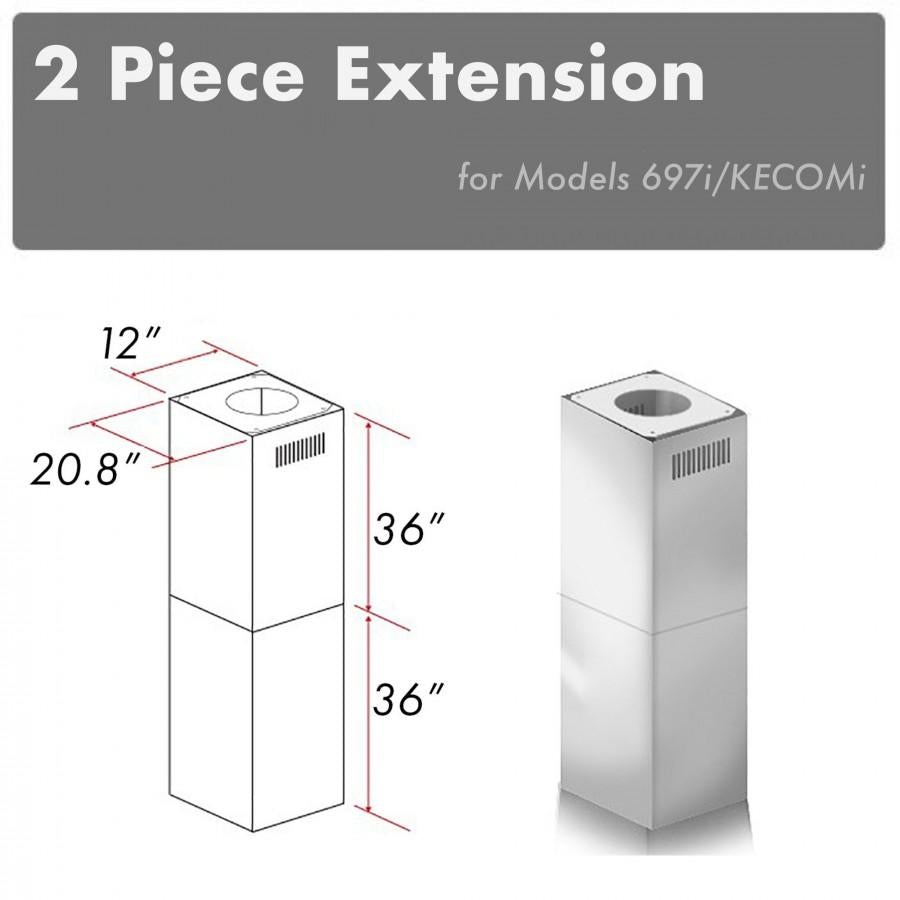 ZLINE 2-36" Chimney Extensions for 10 ft. to 12 ft. Ceilings (2PCEXT-697i/KECOMi)
