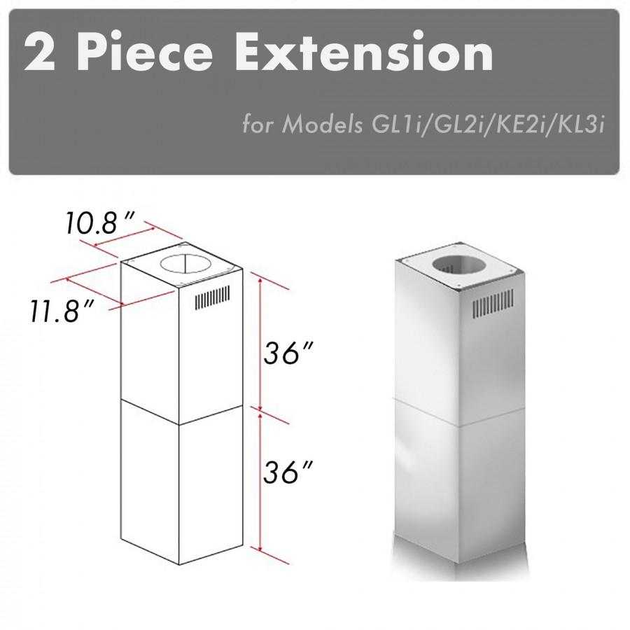 ZLINE 2-36" Chimney Extensions for 10 ft. to 12 ft. Ceilings (2PCEXT-GL1i/GL2i/KE2i/KL3i)