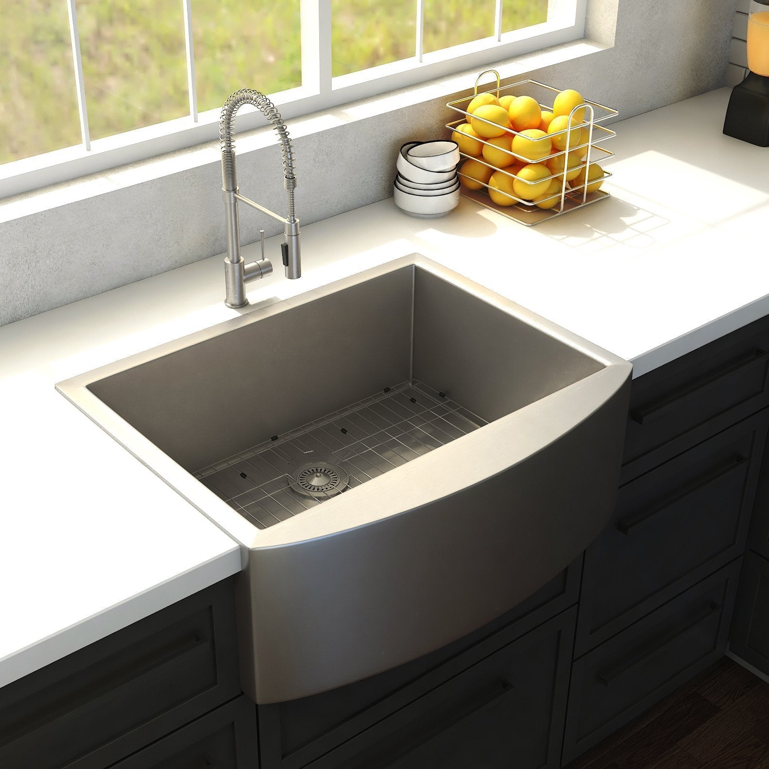 ZLINE 30" Zermatt Farmhouse Apron Mount Single Bowl Kitchen Sink with Bottom Grid (SAS-30)