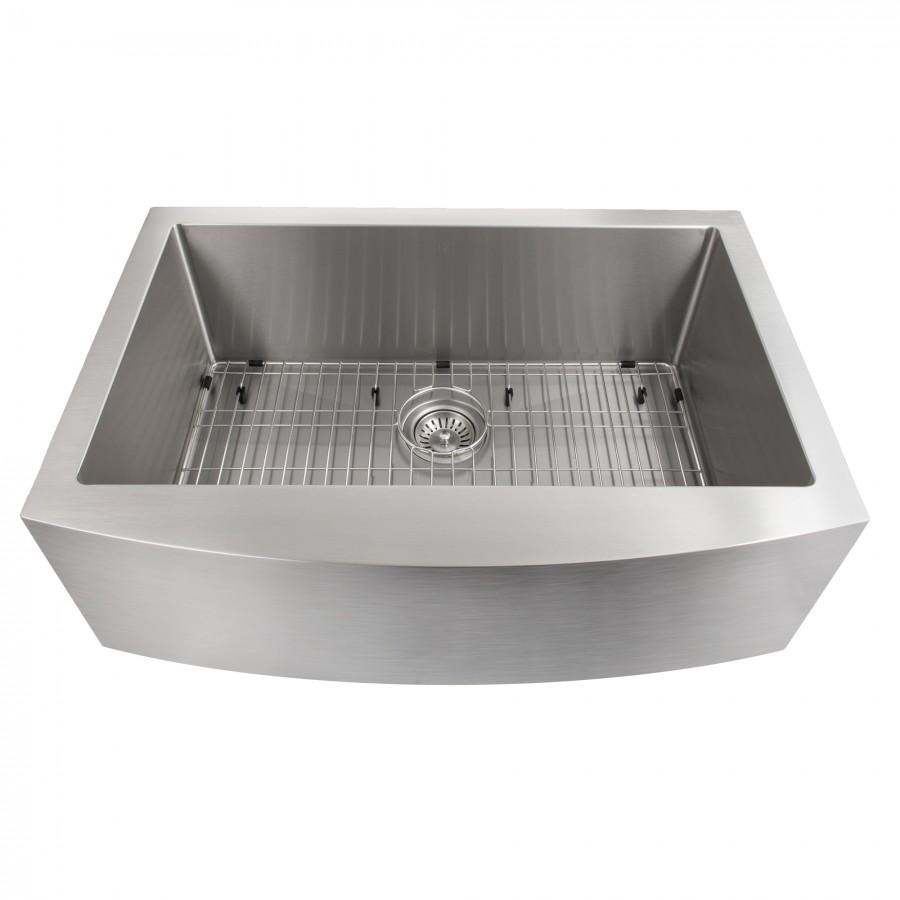 ZLINE 30" Zermatt Farmhouse Apron Mount Single Bowl Kitchen Sink with Bottom Grid (SAS-30)