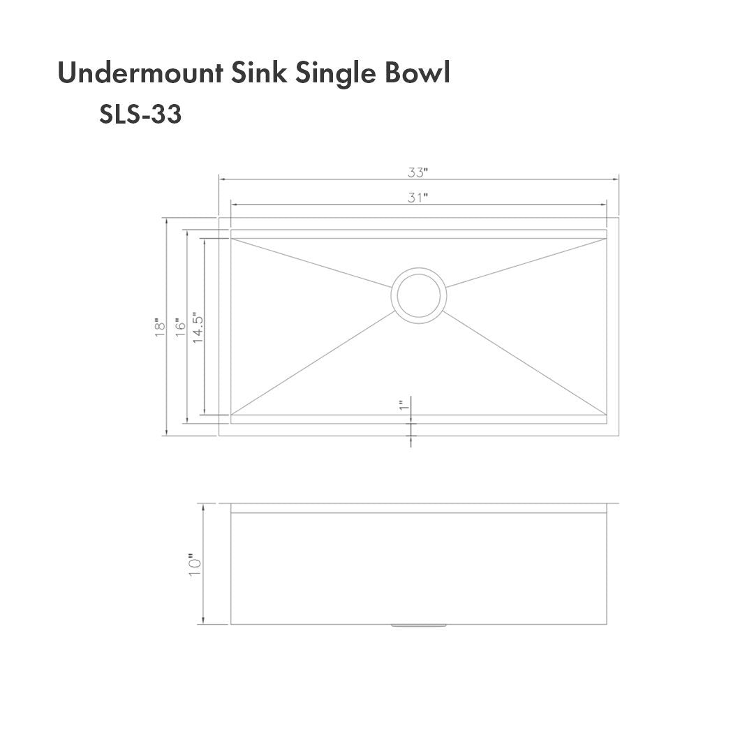 ZLINE 33" Garmisch Undermount Single Bowl Kitchen Sink with Bottom Grid and Accessories (SLS)