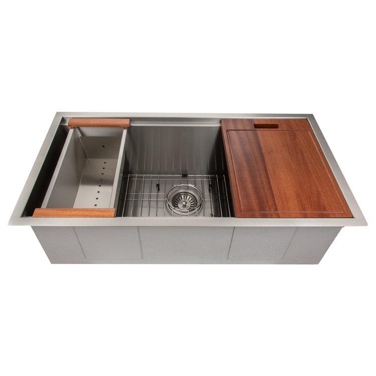 ZLINE 33" Garmisch Undermount Single Bowl Kitchen Sink with Bottom Grid and Accessories (SLS)