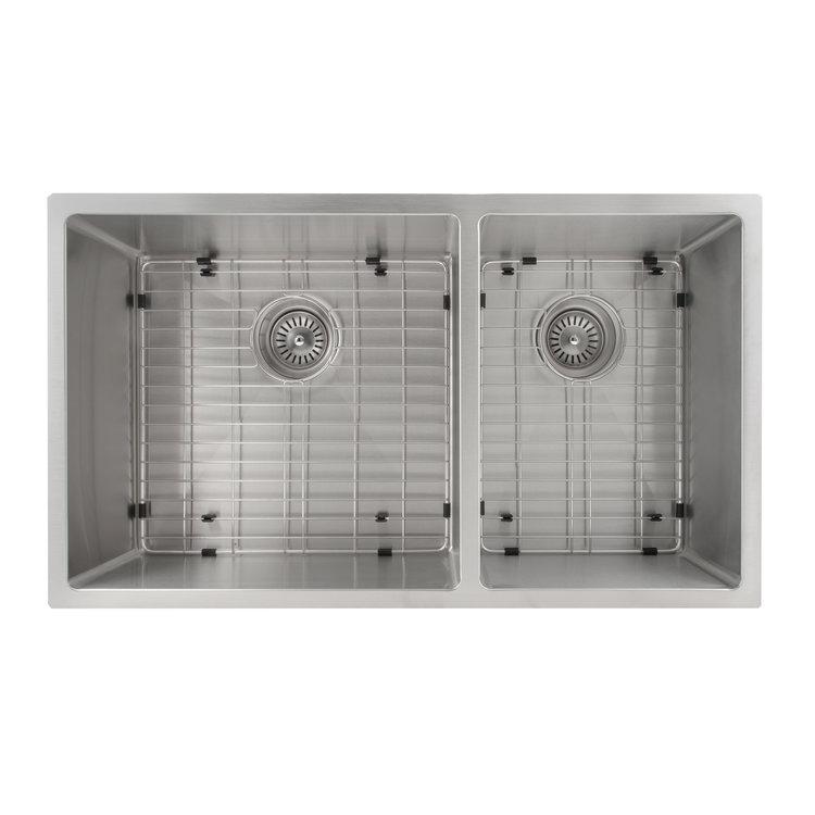 ZLINE 33" Chamonix Undermount Double Bowl Kitchen Sink with Bottom Grid (SR60D-33)