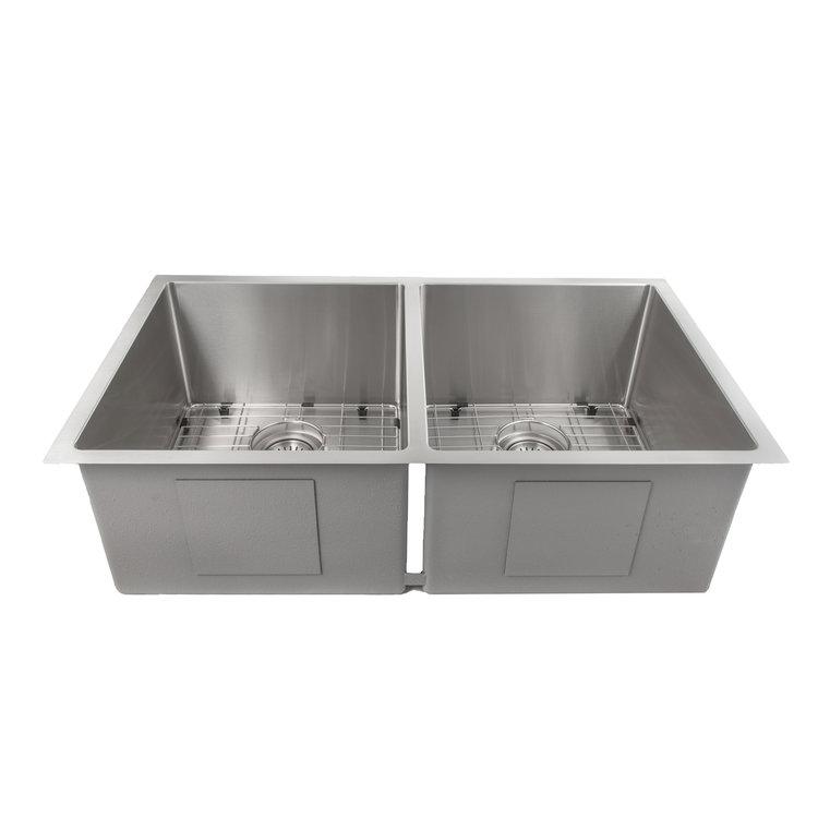 ZLINE 33" Anton Undermount Double Bowl Kitchen Sink with Bottom Grid (SR50D-33)