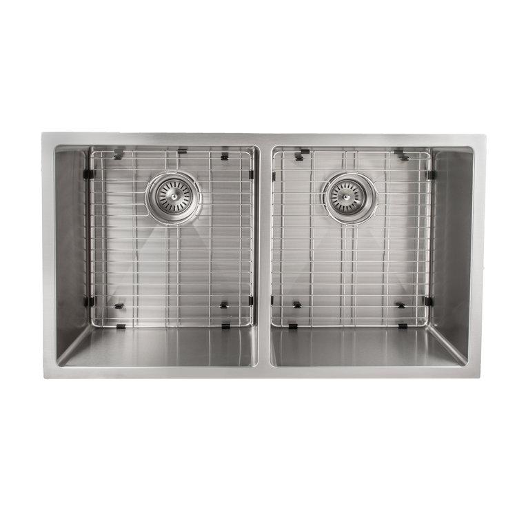 ZLINE 33" Anton Undermount Double Bowl Kitchen Sink with Bottom Grid (SR50D-33)