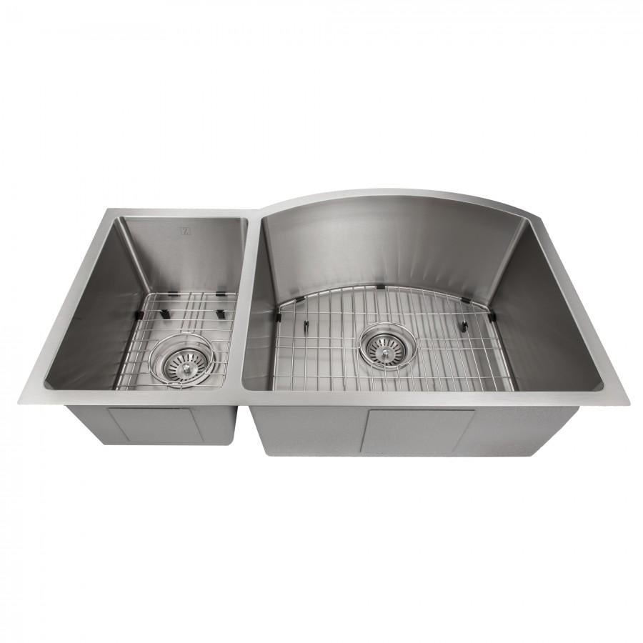 ZLINE 33" Aspen Undermount Double Bowl Kitchen Sink with Bottom Grid (SC30D)