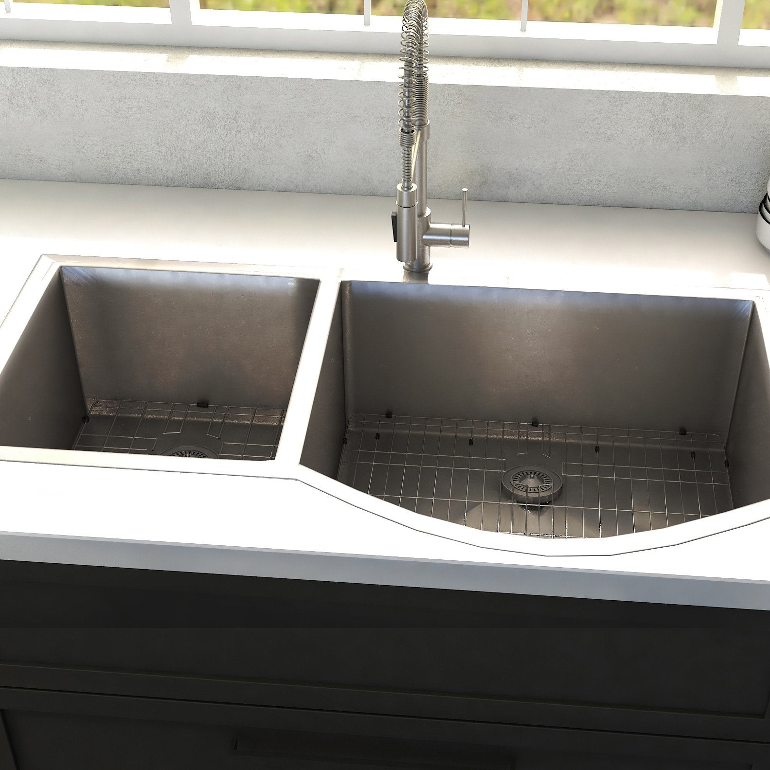 ZLINE 33" Cortina Undermount Double Bowl Kitchen Sink with Bottom Grid (SC70D)