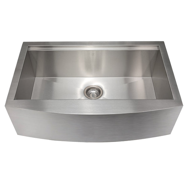 ZLINE 33" Moritz Farmhouse Apron Mount Single Bowl Kitchen Sink with Bottom Grid and Accessories (SLSAP-33)