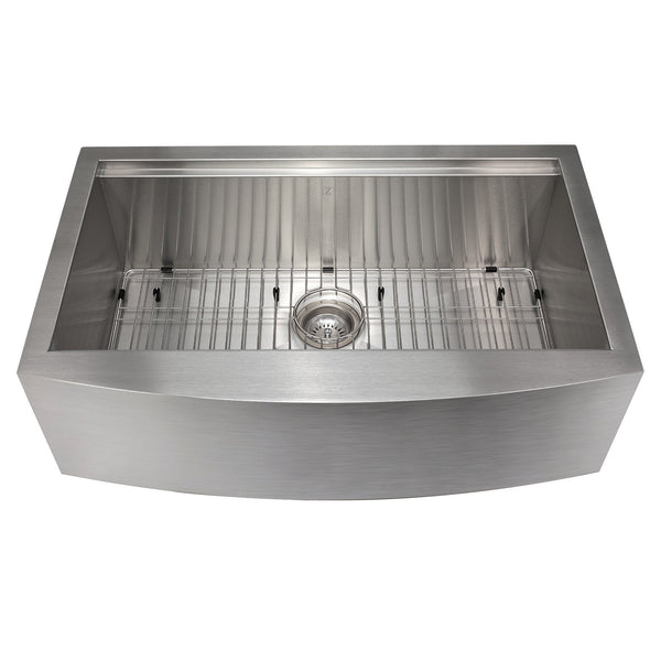 ZLINE 33" Moritz Farmhouse Apron Mount Single Bowl Kitchen Sink with Bottom Grid and Accessories (SLSAP-33)