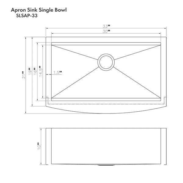 ZLINE 33" Moritz Farmhouse Apron Mount Single Bowl Kitchen Sink with Bottom Grid and Accessories (SLSAP-33)