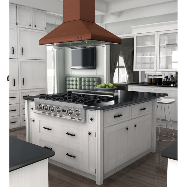 ZLINE 36" Designer Series Copper Convertible Vent Island Mount Range Hood (8KL3iC-36)