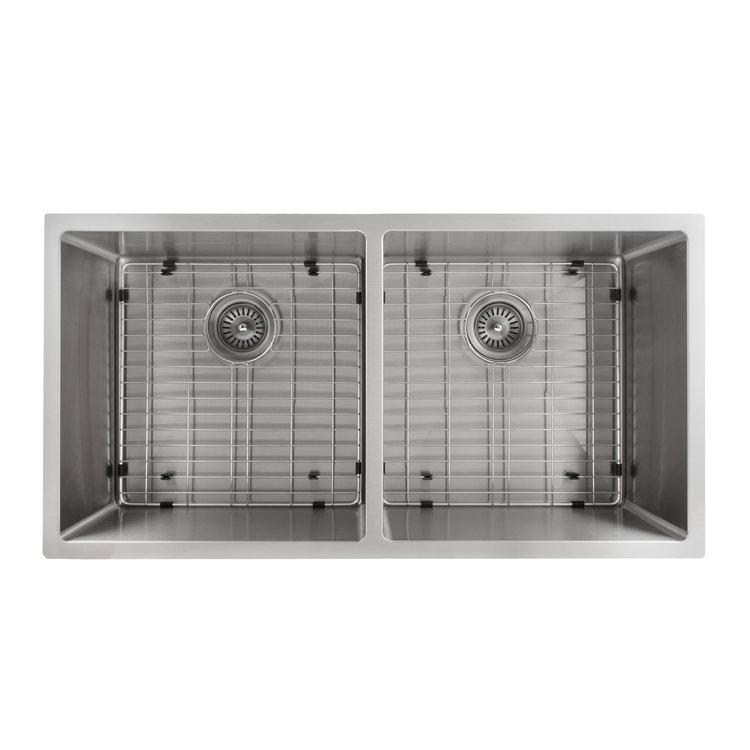 ZLINE 36" Anton Undermount Double Bowl Kitchen Sink with Bottom Grid (SR50D-36)