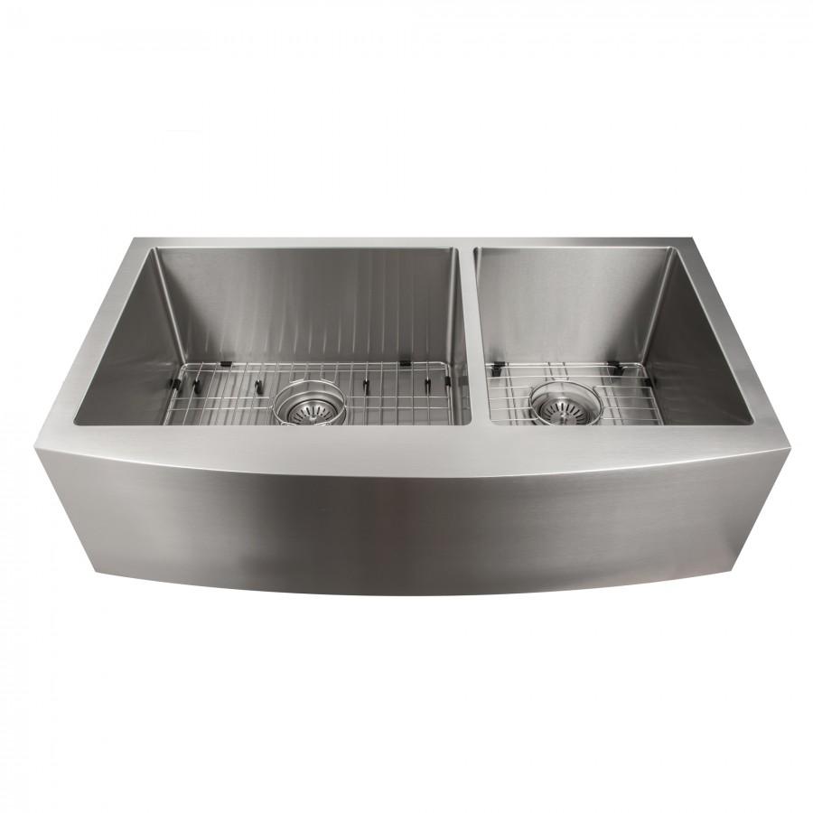 ZLINE 36" Courchevel Farmhouse Apron Mount Double Bowl Kitchen Sink with Bottom Grid (SA60D)