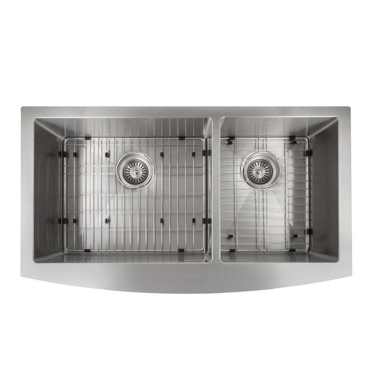 ZLINE 36" Courchevel Farmhouse Apron Mount Double Bowl Kitchen Sink with Bottom Grid (SA60D)