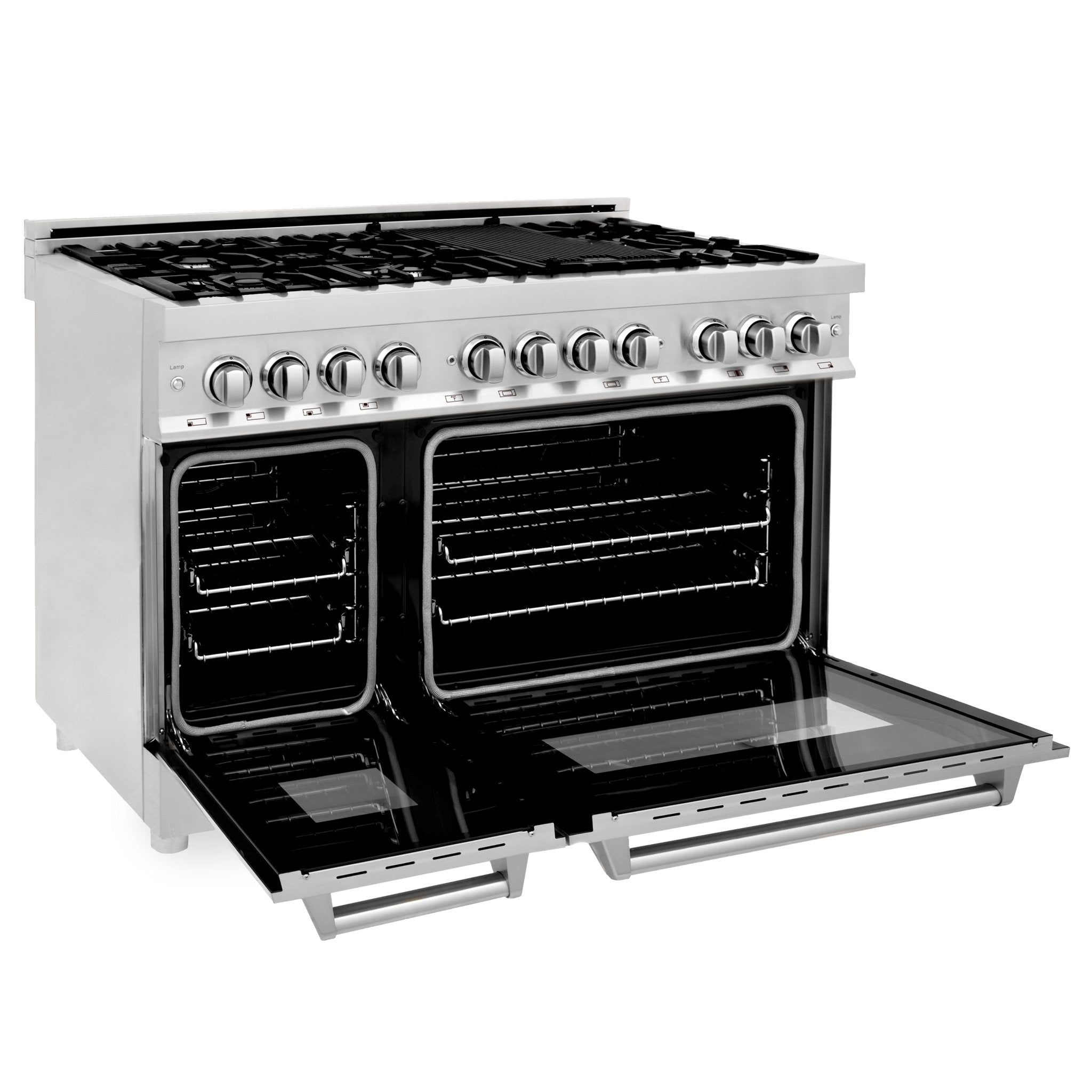 ZLINE 48" Professional Dual Fuel Range with Gas Stovetop & Electric Convection Oven in Stainless Steel & Color Door Options (RA48)