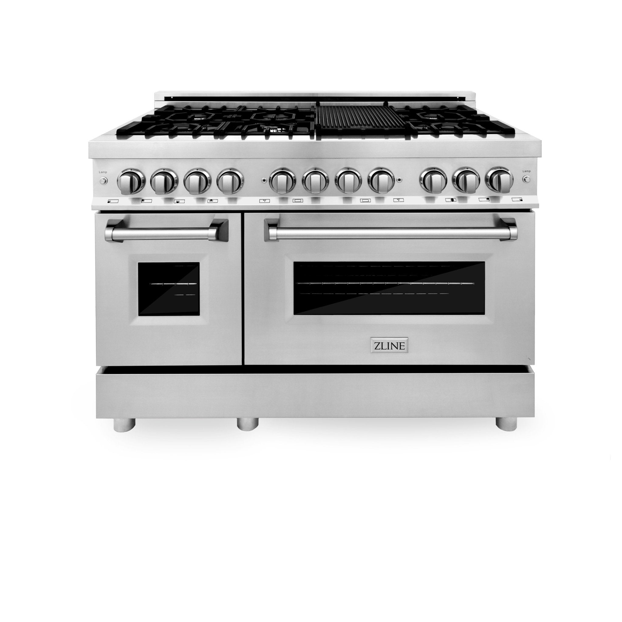 ZLINE 48" Professional Dual Fuel Range with Gas Stovetop & Electric Convection Oven in Stainless Steel & Color Door Options (RA48)