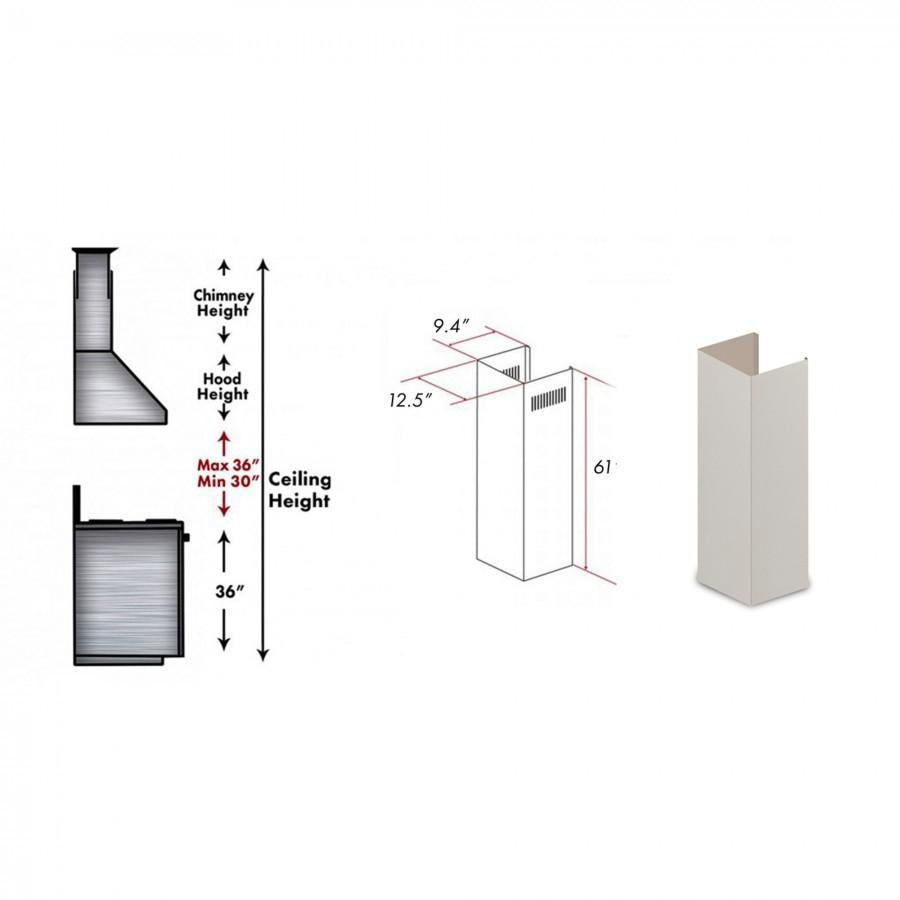 ZLINE 61" Wooden Chimney Extension for Ceilings up to 12.5 ft. (KBTT-E)