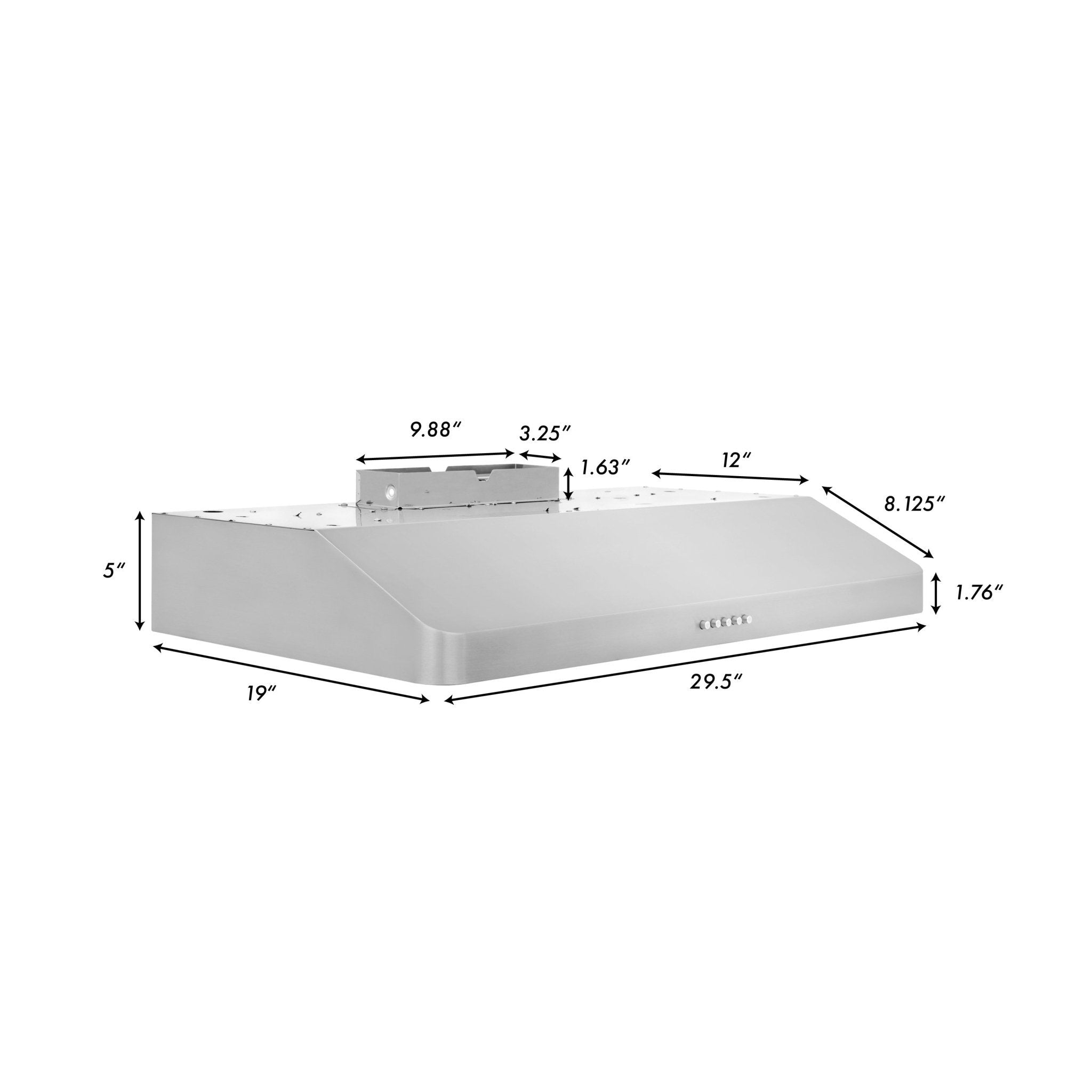 ZLINE 400 CFM Ducted Under Cabinet Range Hood in Stainless Steel - Hardwired Power (617-30)