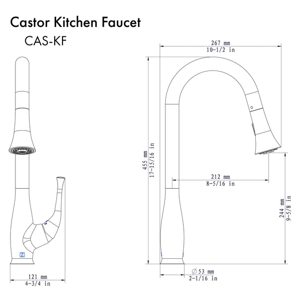 ZLINE Castor Kitchen Faucet with Color Options (CAS-KF)