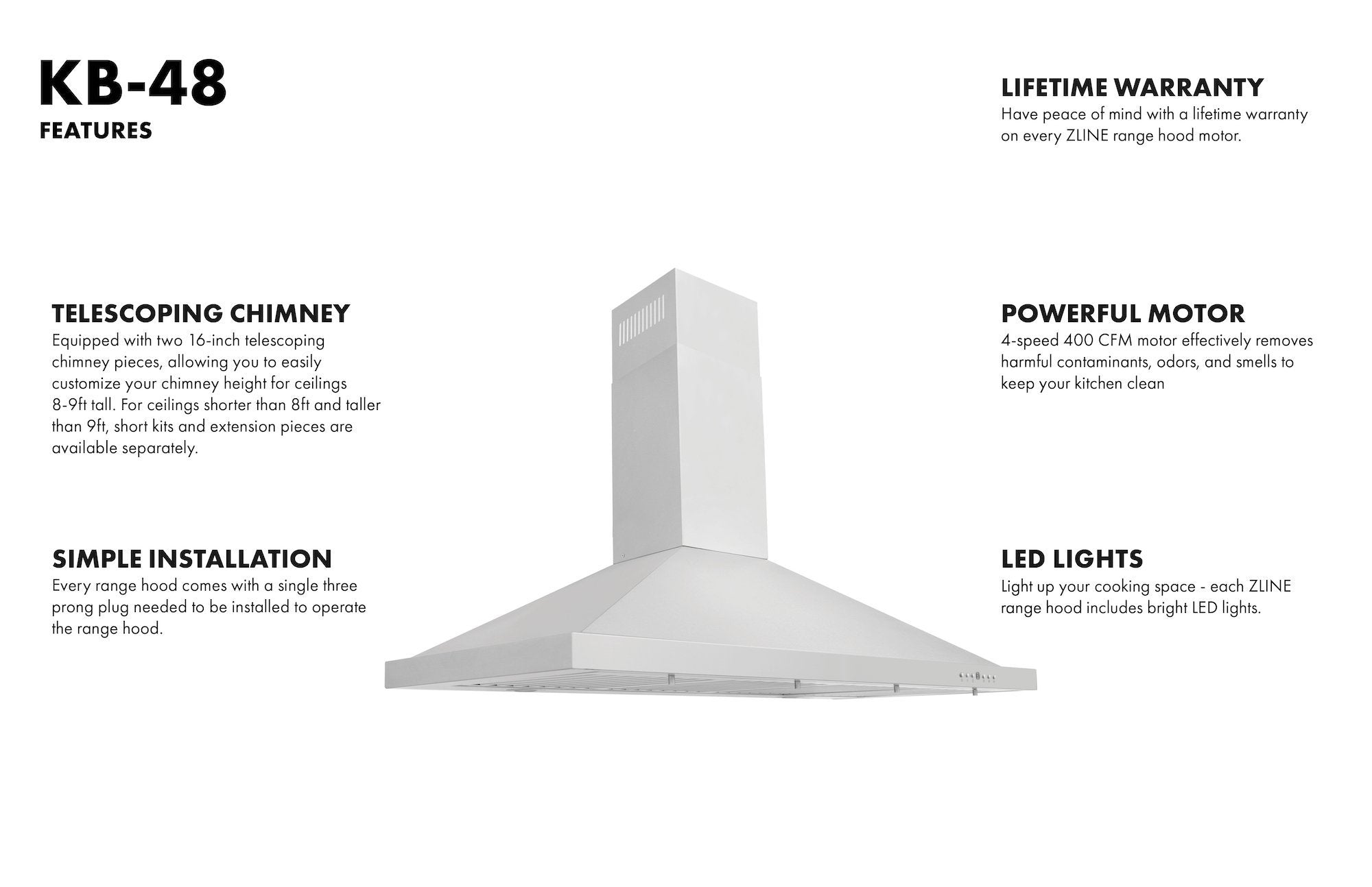 ZLINE Convertible Vent Wall Mount Range Hood in Stainless Steel (KB)