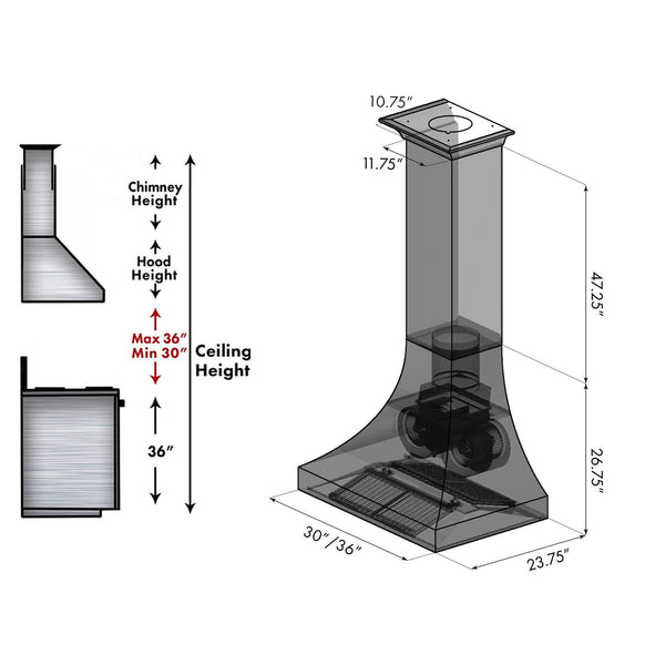 ZLINE Designer Series DuraSnow® Stainless Steel Wall Range Hood (8632S)