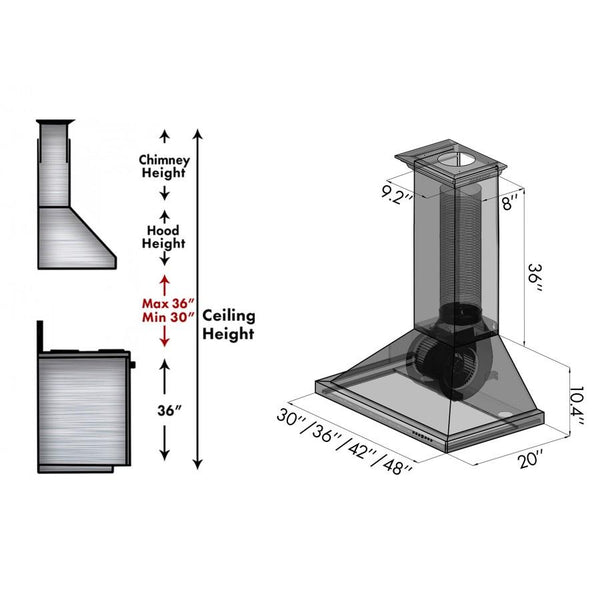 ZLINE Designer Series Convertible Vent Wall Mount Range Hood (8KBB)