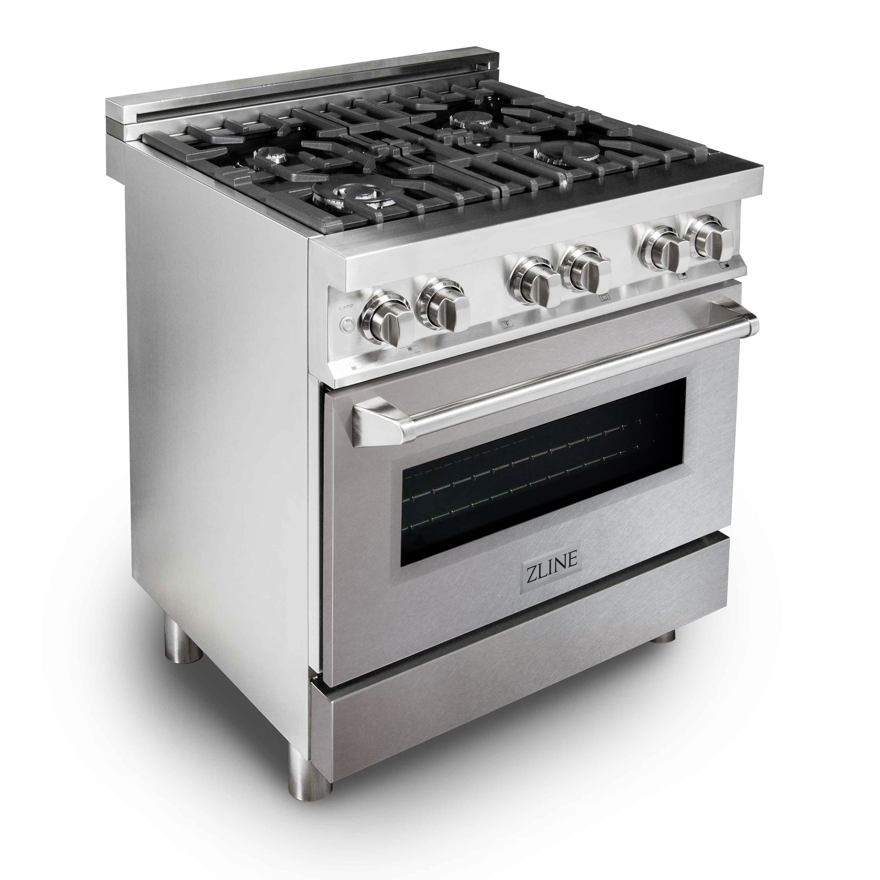 ZLINE 30" 4.0 cu. ft. Dual Fuel Range with Gas Stove and Electric Oven in Stainless Steel with Color Door Options (RA30)